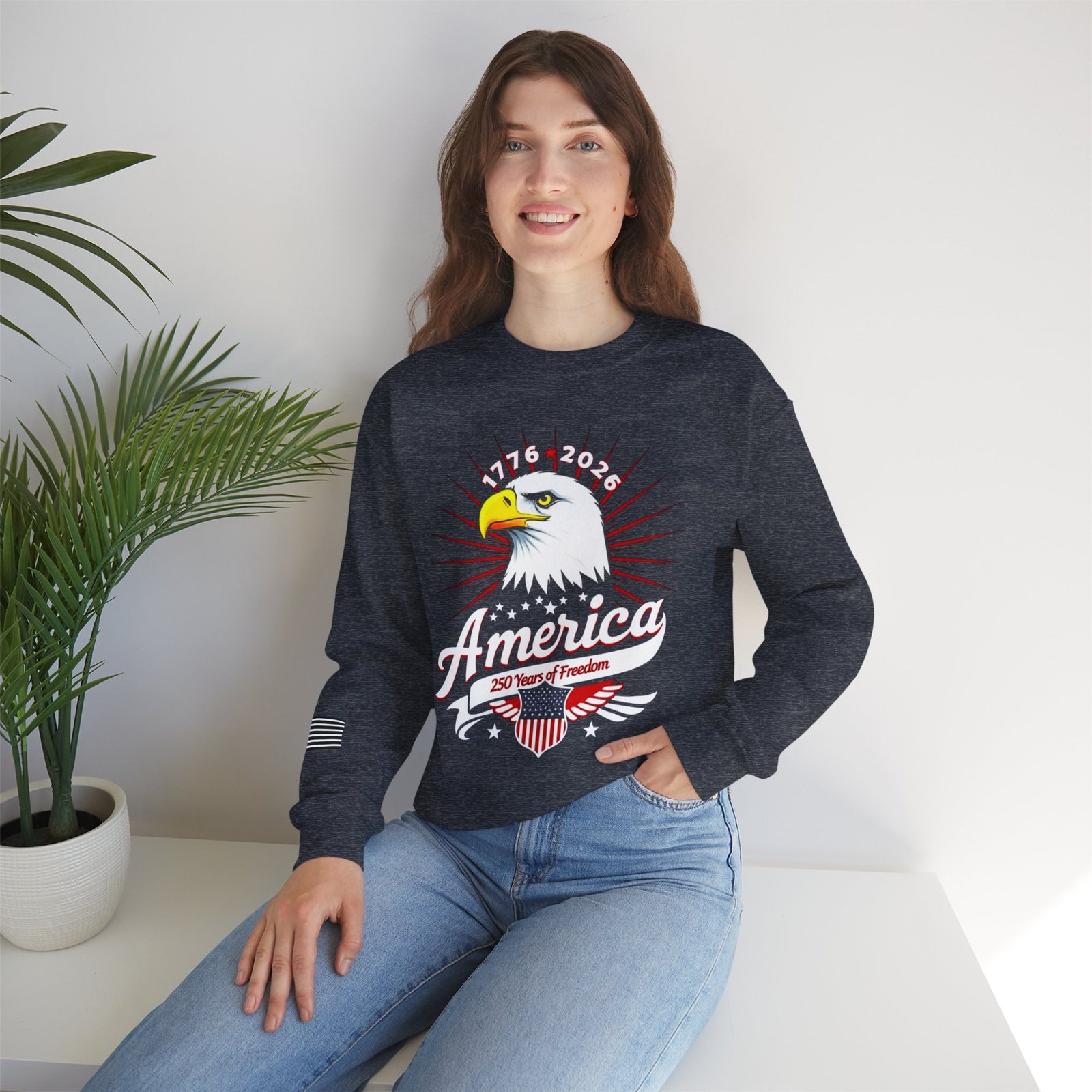 Custom American Eagle Unisex Sweatshirt, 250 Years of Freedom Design, USA Patriotic Apparel, Independence Day Gift, - Image 10