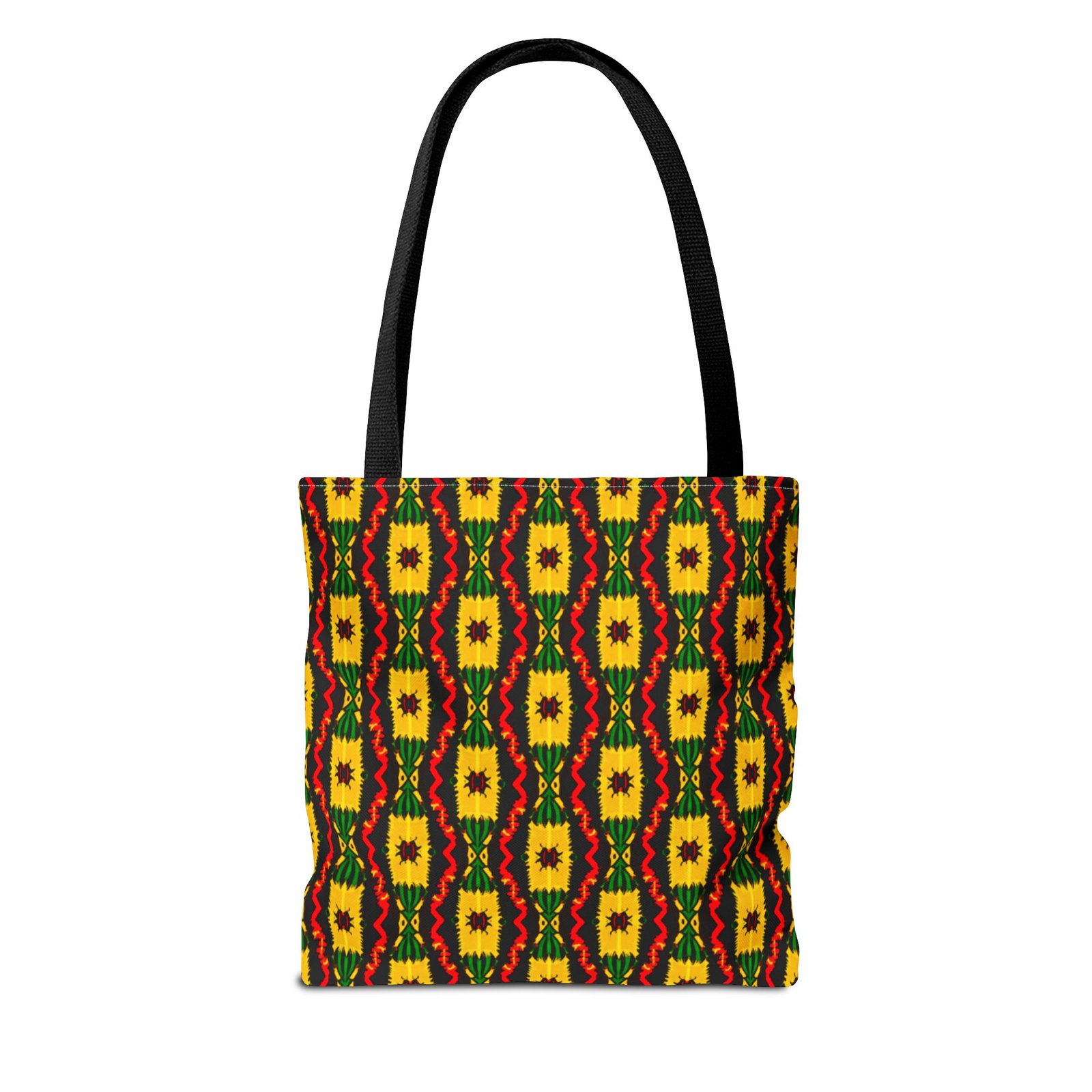 African Geometric Pattern Tote Bag | Yellow Red Green Print - Image 2