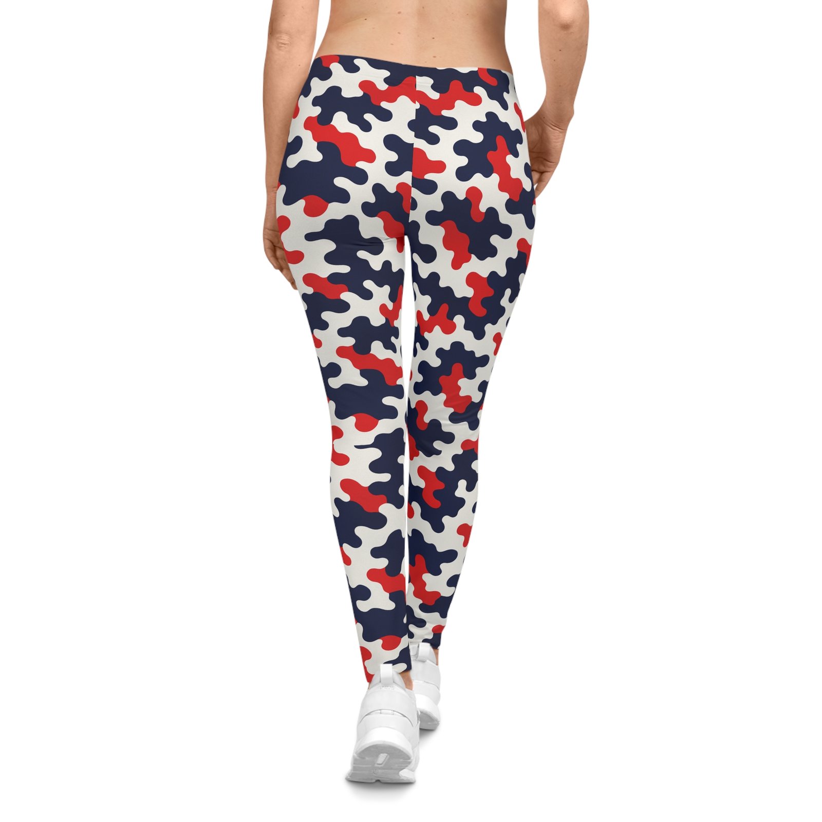 Red Navy Abstract Camouflage Leggings | All-Over-Print Leggings
