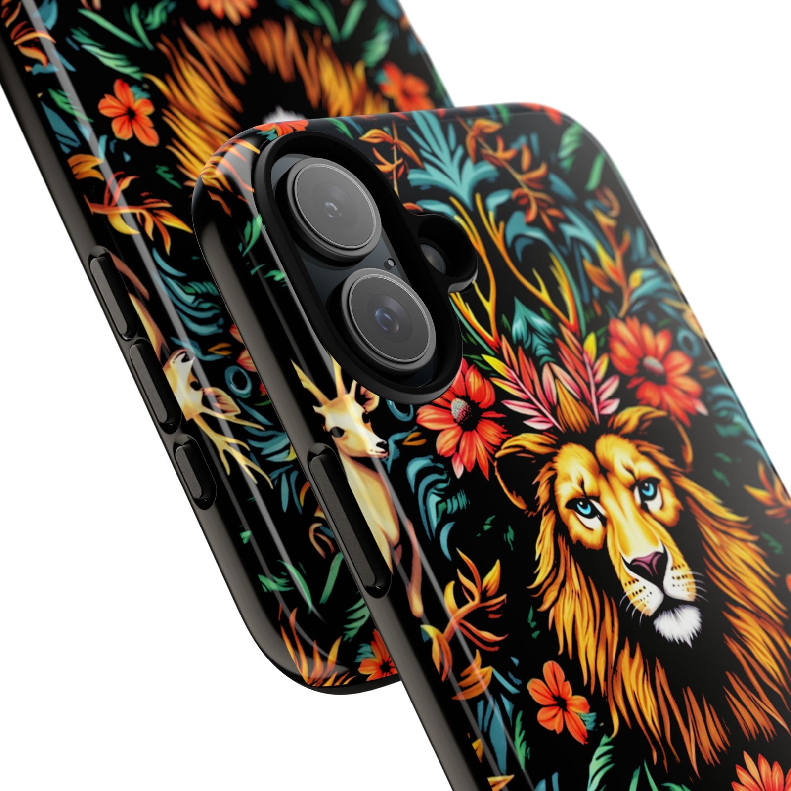 iPhone16 Vibrant Lion Phone Case, Tough Cases, Floral Design, Bohemian Style, Gift for Animal Lovers, Unique Phone Accessories - Image 10