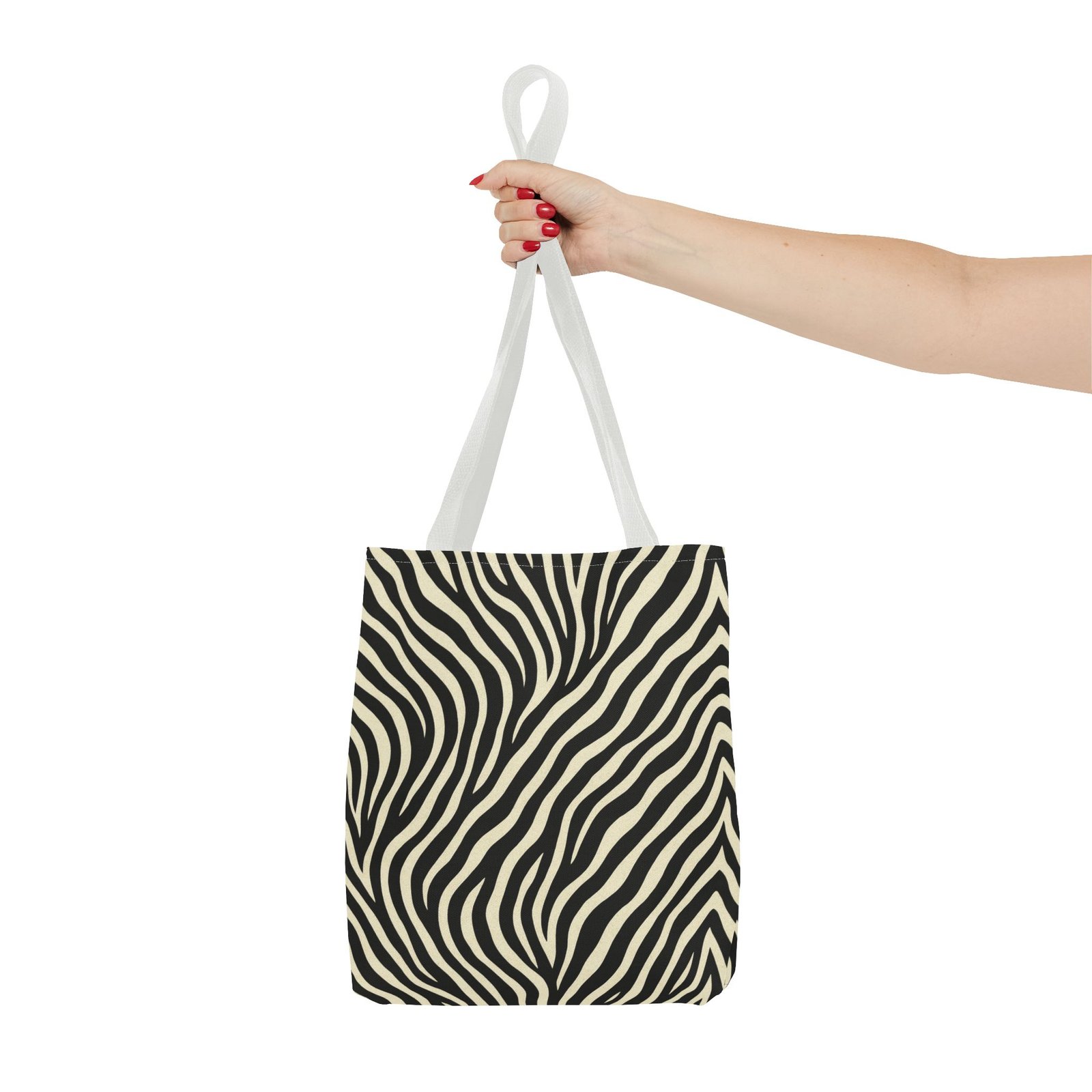Zebra Stripe Pattern Tote Bag | Animal Print, Black White, All-Over Print - Image 16