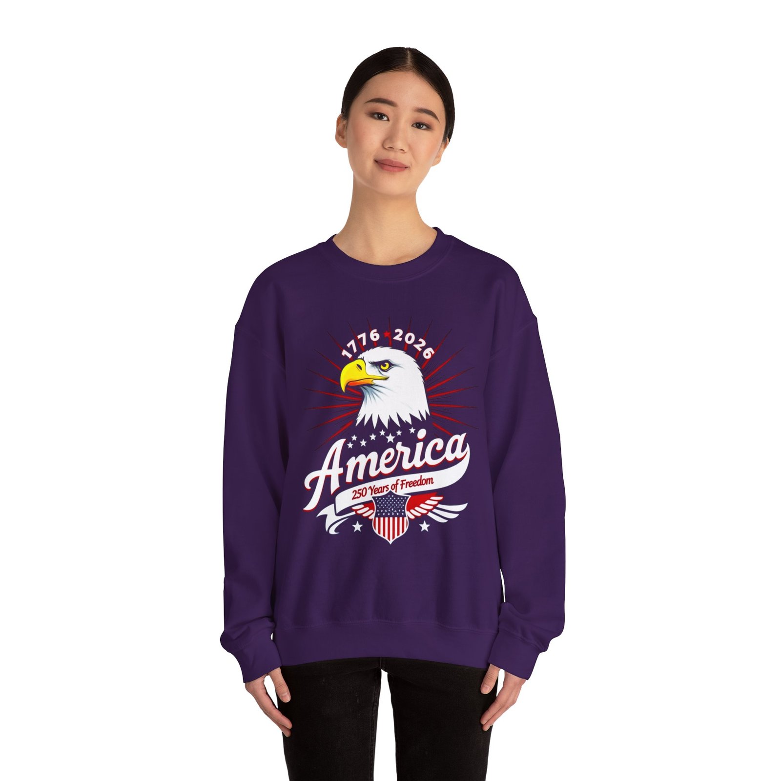 American Eagle Unisex Sweatshirt, 250 Years of Freedom Design, Patriotic Crewneck Jumper, USA Patriotic Apparel, Independence Day Gift, - Image 18