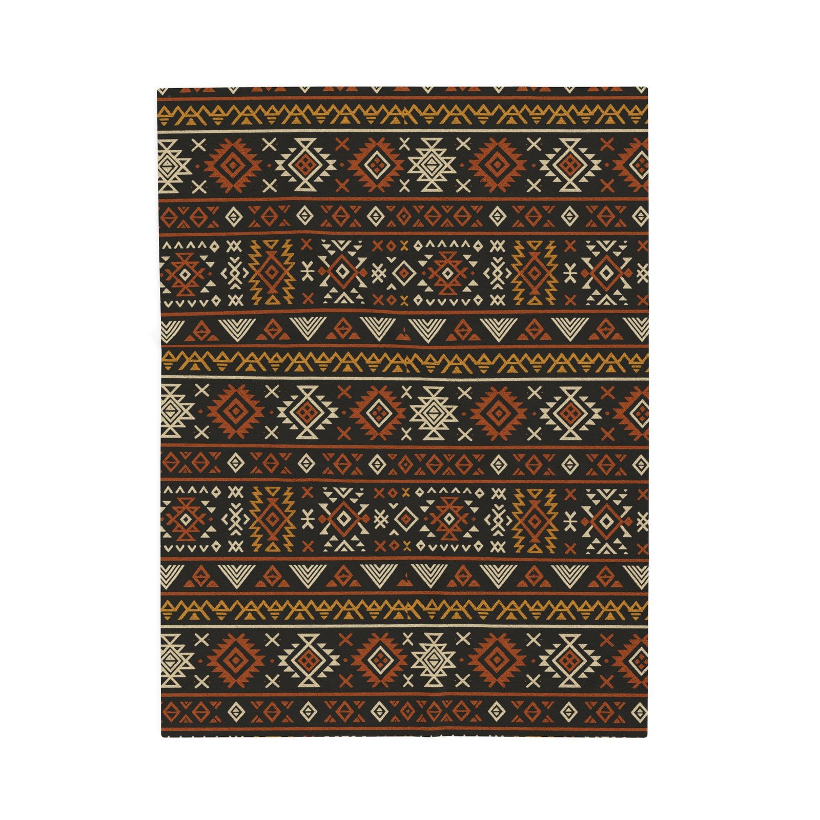 Southwestern Aztec Pattern Velveteen Plush Blanket | Rustic Tribal Stripes - Image 9