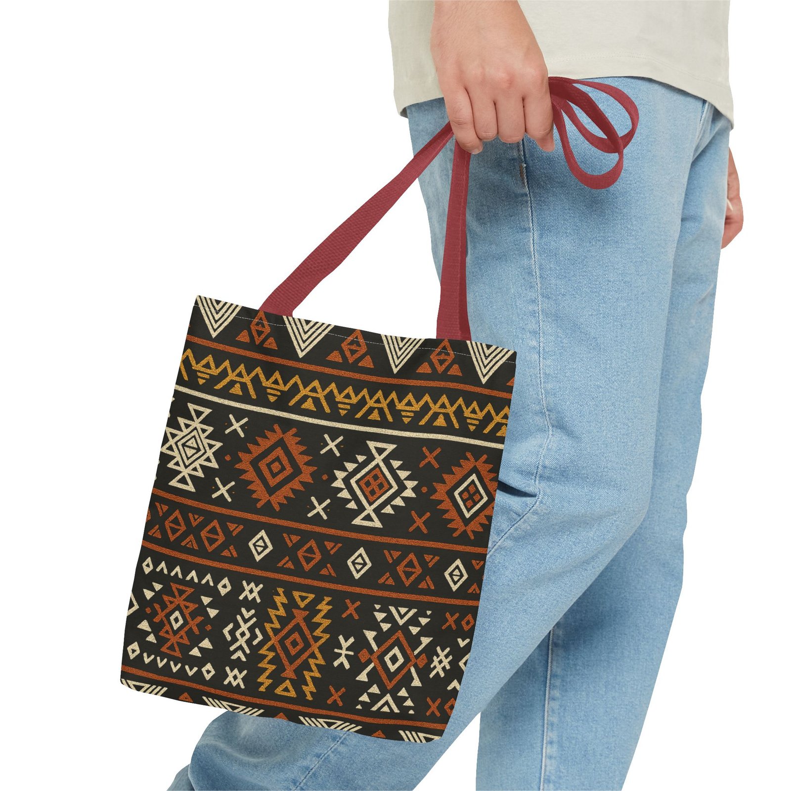 Southwestern Aztec Pattern Tote Bag | Tribal Geometric All-Over Print, Boho Chic Shoulder Bag, Ethnic Market Tote, Colorful Handbag, - Image 15