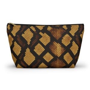Brown Snake Print Accessory Pouch | T-Bottom Cosmetic Bag