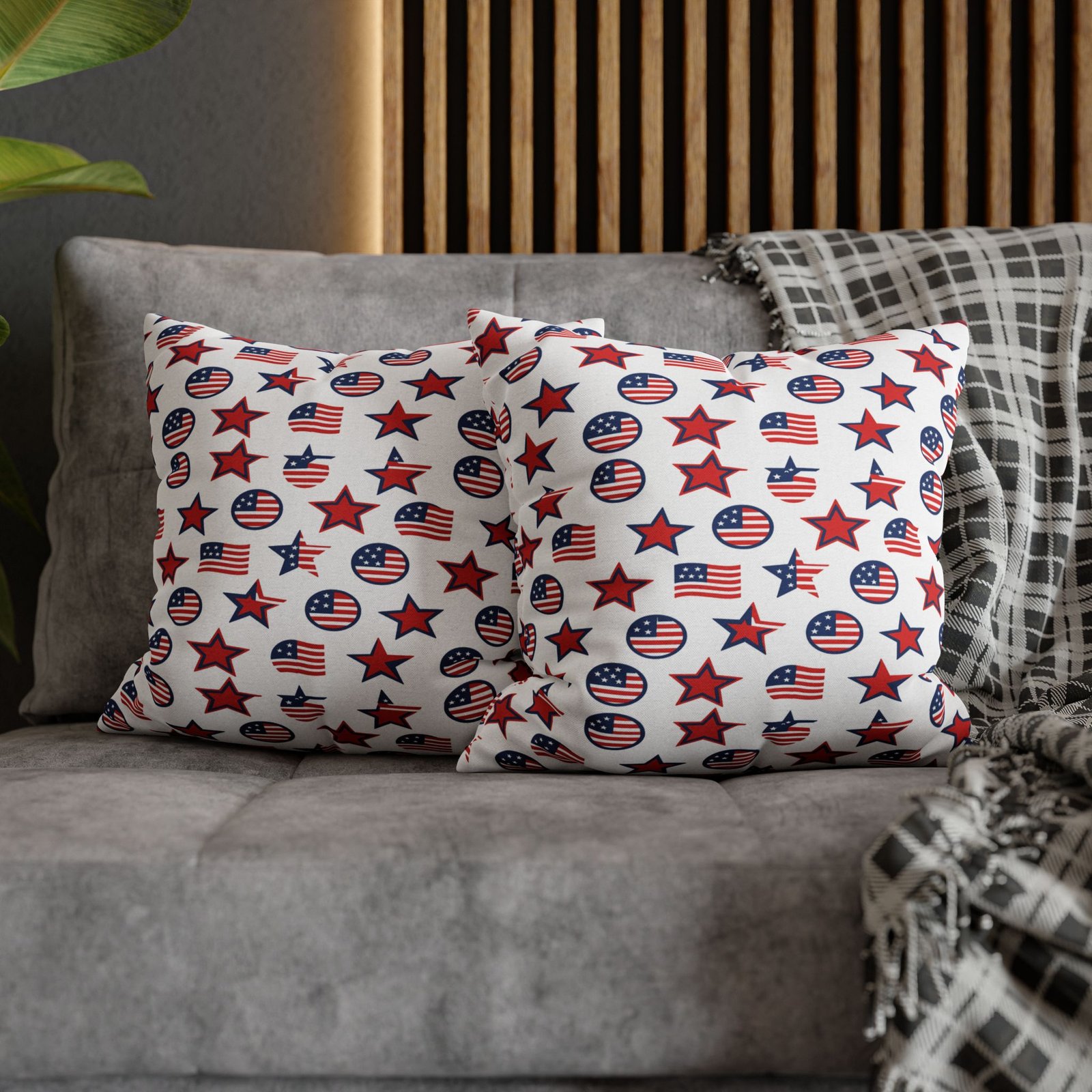 Patriotic Stars and Flags Pillowcase | American Flag Pattern Pillow - Image 12