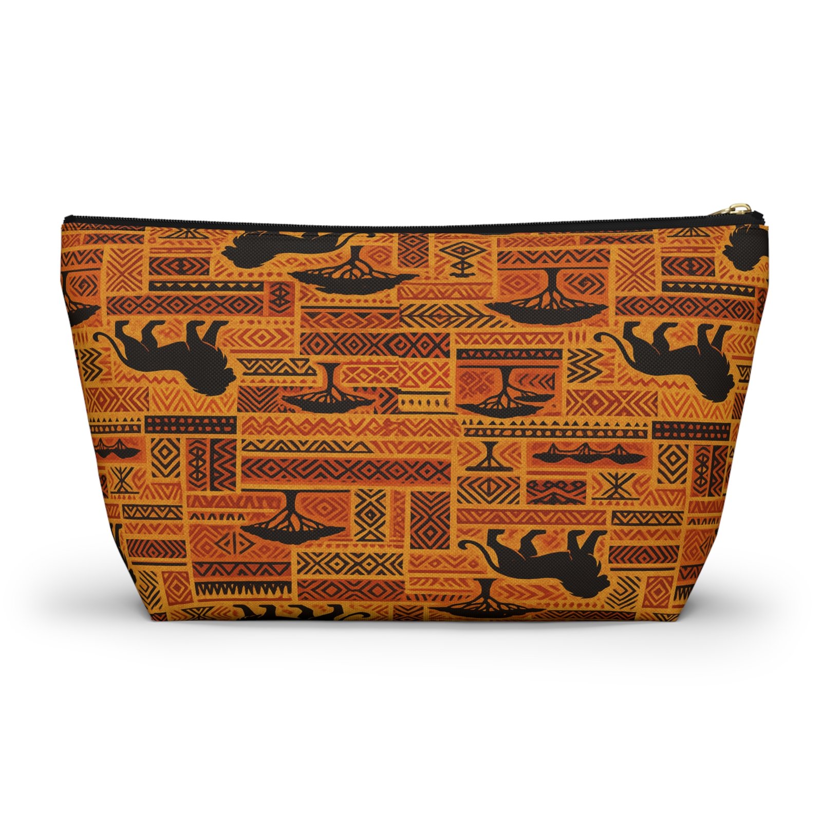 African Safari Lion Pattern Accessory Pouch | T-Bottom Cosmetic Bag - Image 2