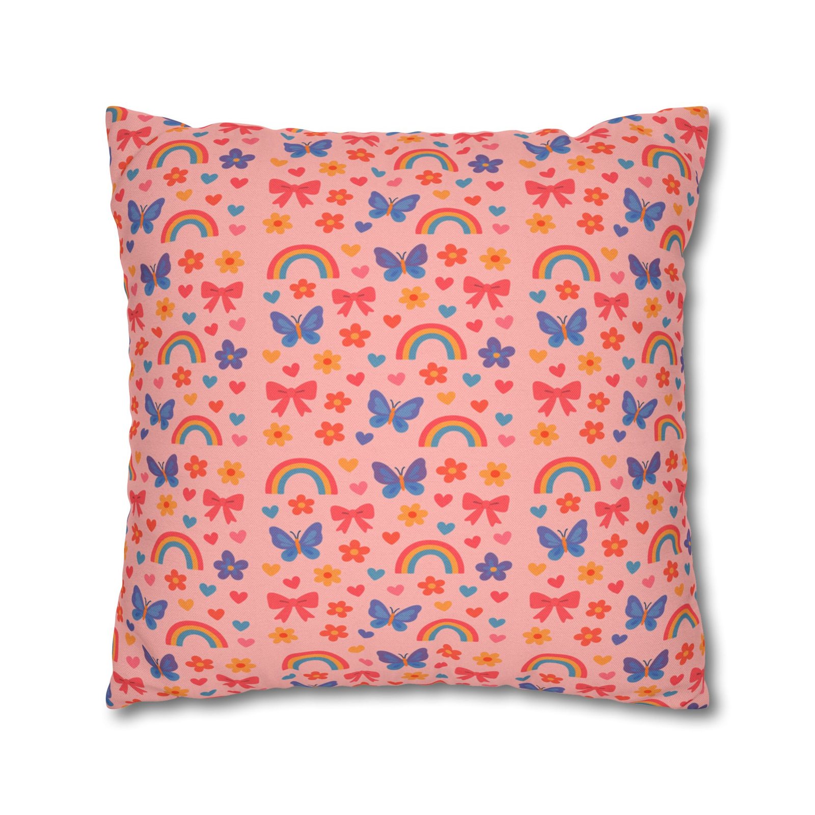 Rainbow Butterflies Pattern Pillowcase | Square Polyester Pillowcase - Image 21