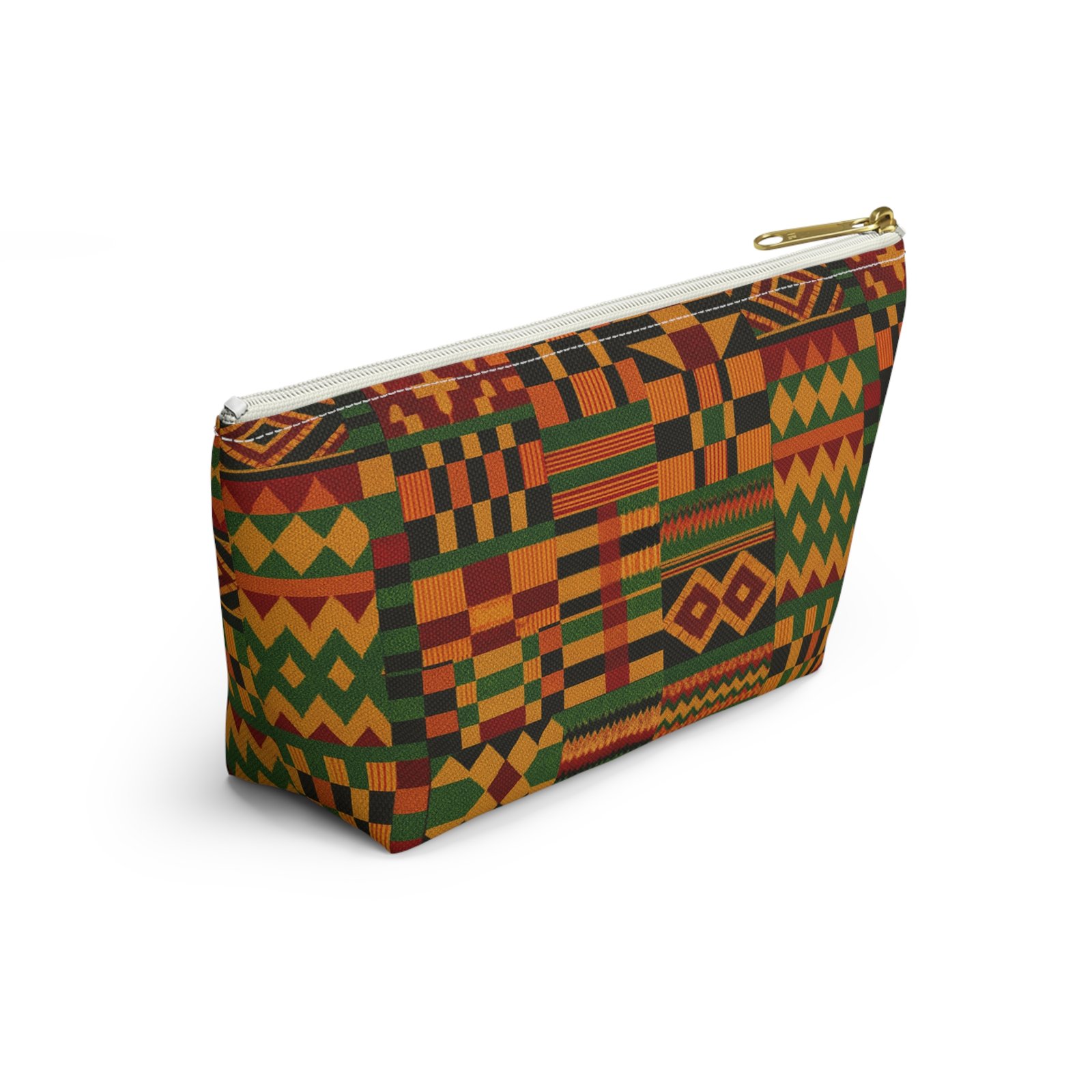 Kente Pattern Accessory Pouch | T-Bottom Makeup Bag, African Print - Image 16