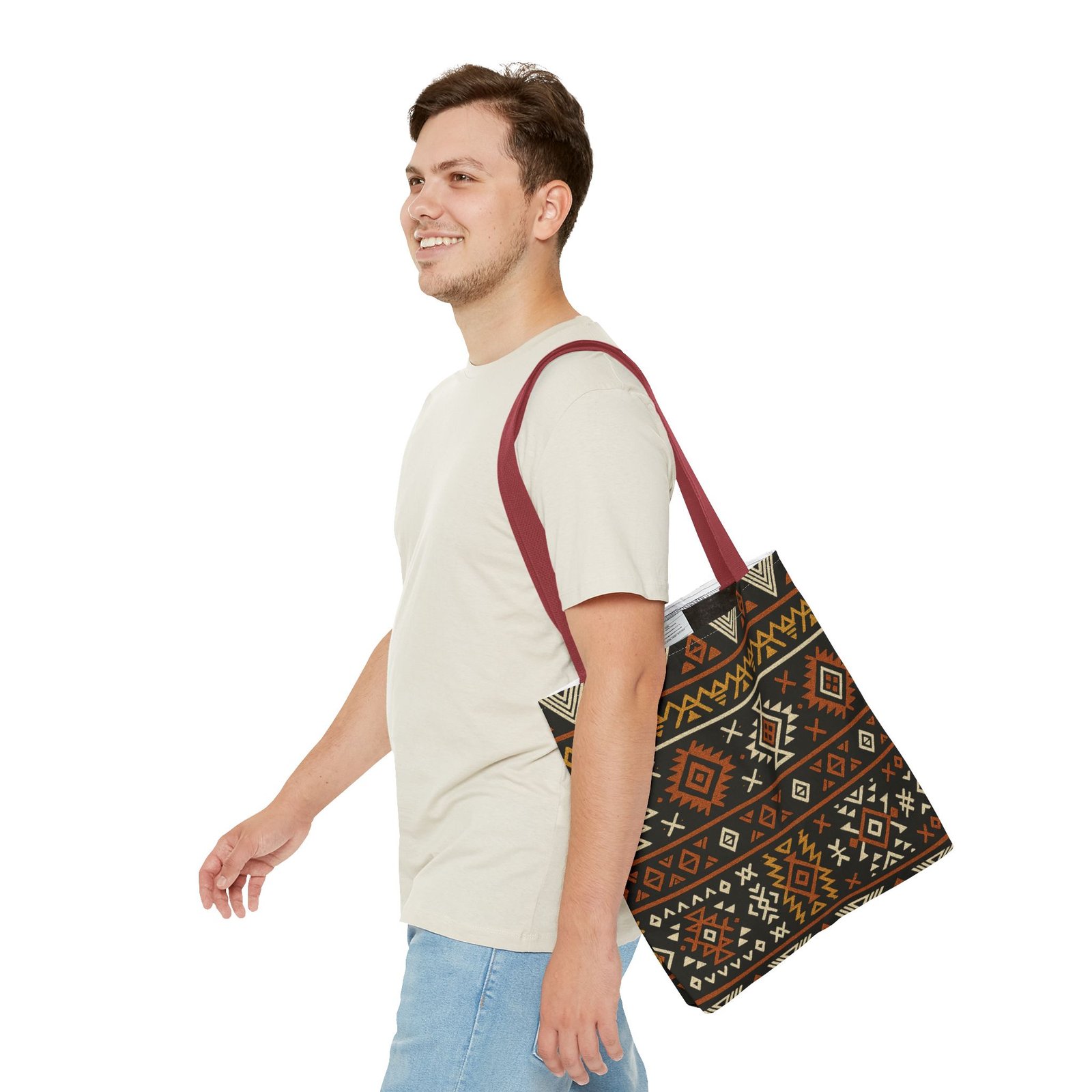 Southwestern Aztec Pattern Tote Bag | Tribal Geometric All-Over Print, Boho Chic Shoulder Bag, Ethnic Market Tote, Colorful Handbag, - Image 19