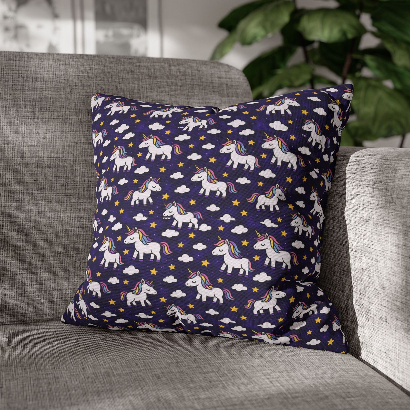 Unicorn Pattern Pillowcase | Square Polyester Throw Pillow Cover - Image 17