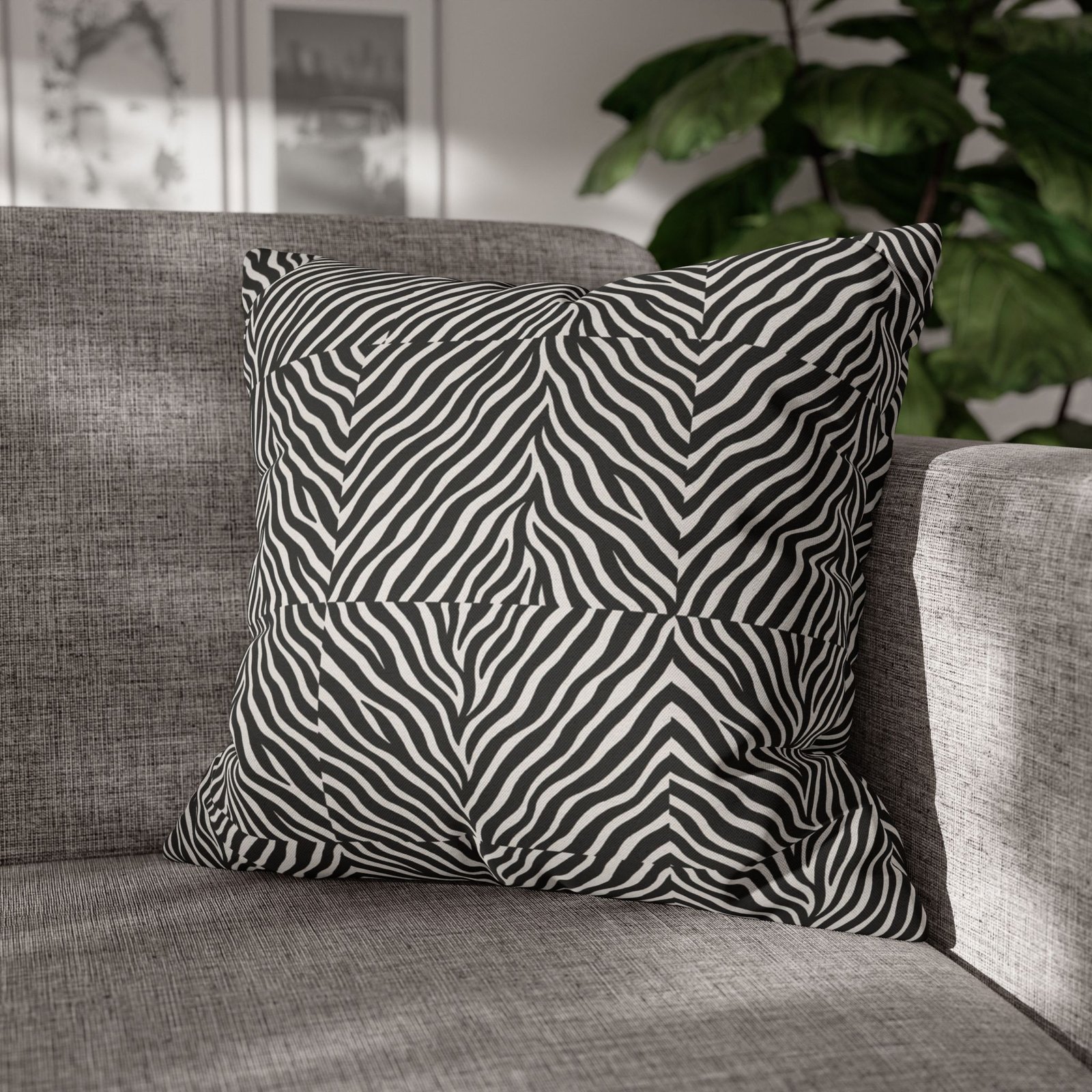 Black White Zebra Stripe Pillowcase | Animal Print Square Pillowcase - Image 23