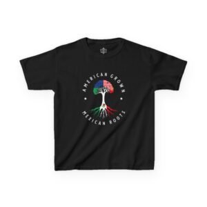Kids Graphic Tee American Grown, Mexican Roots Youth Casual Wear, Gift for Kids, Diverse Culture Shirt, Summer Wardrobe
