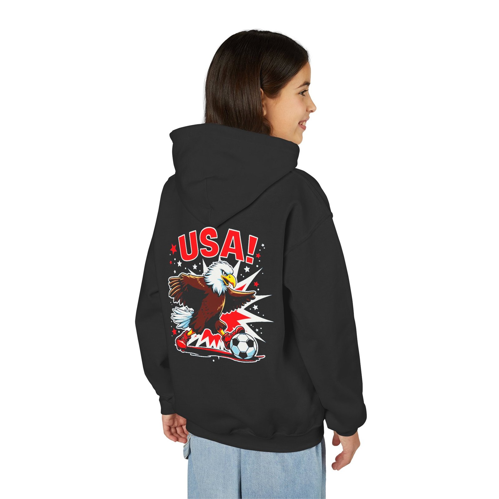 USA Eagle Soccer Hoodie | Youth Hooded Sweatshirt - Image 6