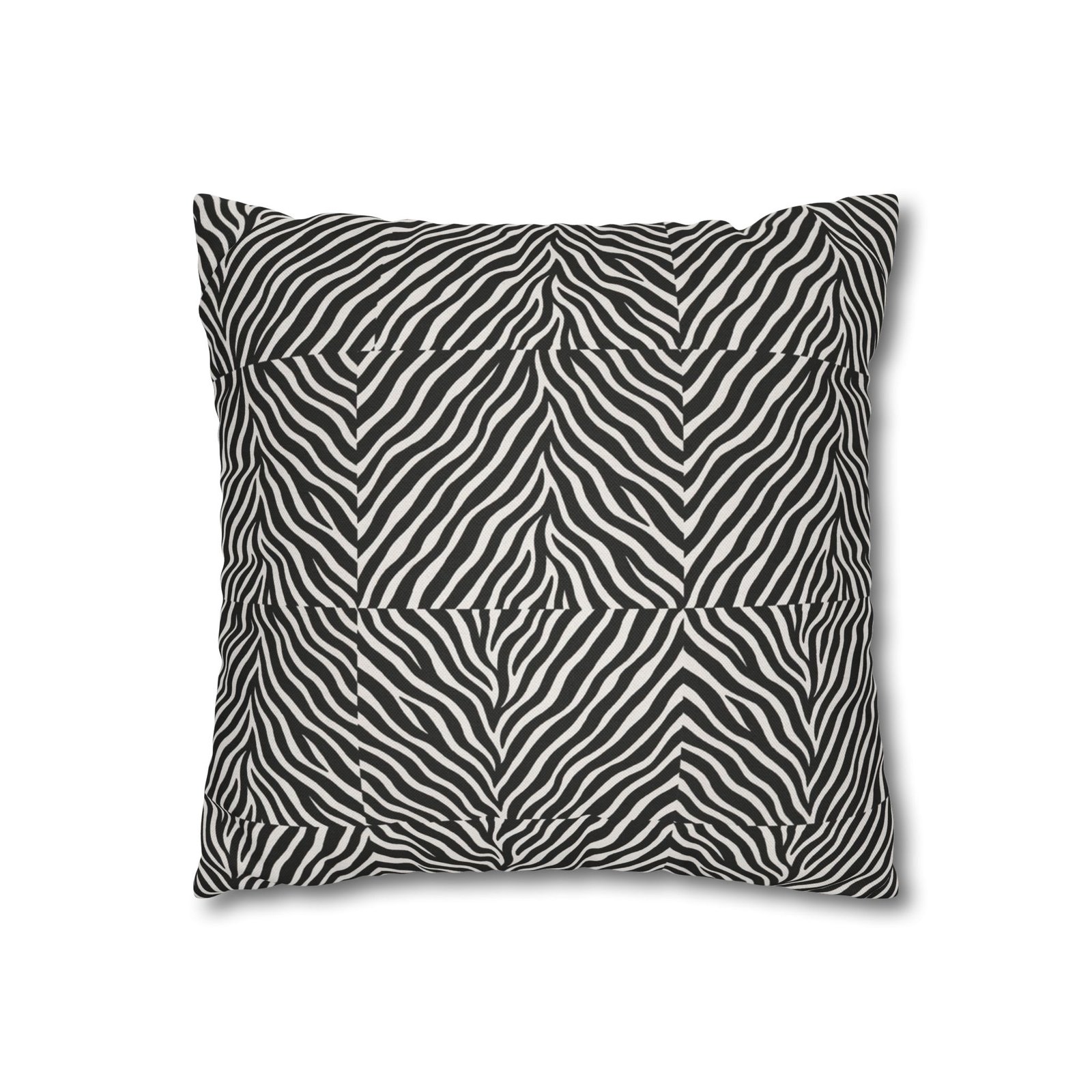 Black White Zebra Stripe Pillowcase | Animal Print Square Pillowcase - Image 4