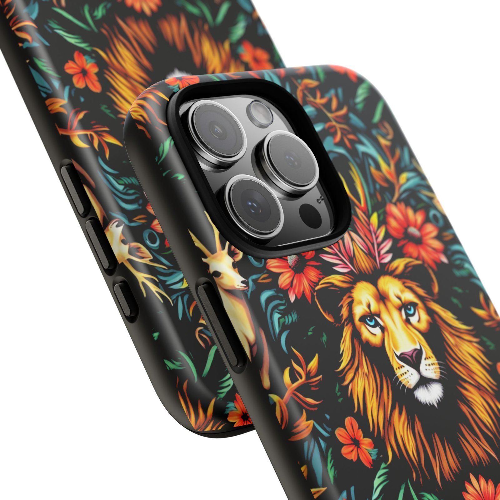 iPhone16 Vibrant Lion Phone Case, Tough Cases, Floral Design, Bohemian Style, Gift for Animal Lovers, Unique Phone Accessories - Image 30