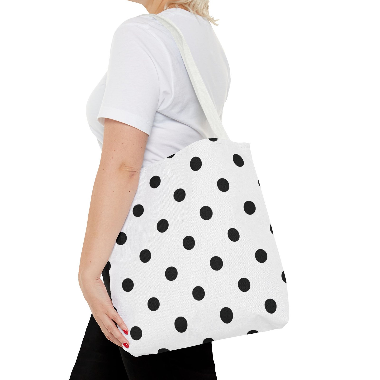 Black Polka Dot Tote Bag | All-Over Print - Image 20