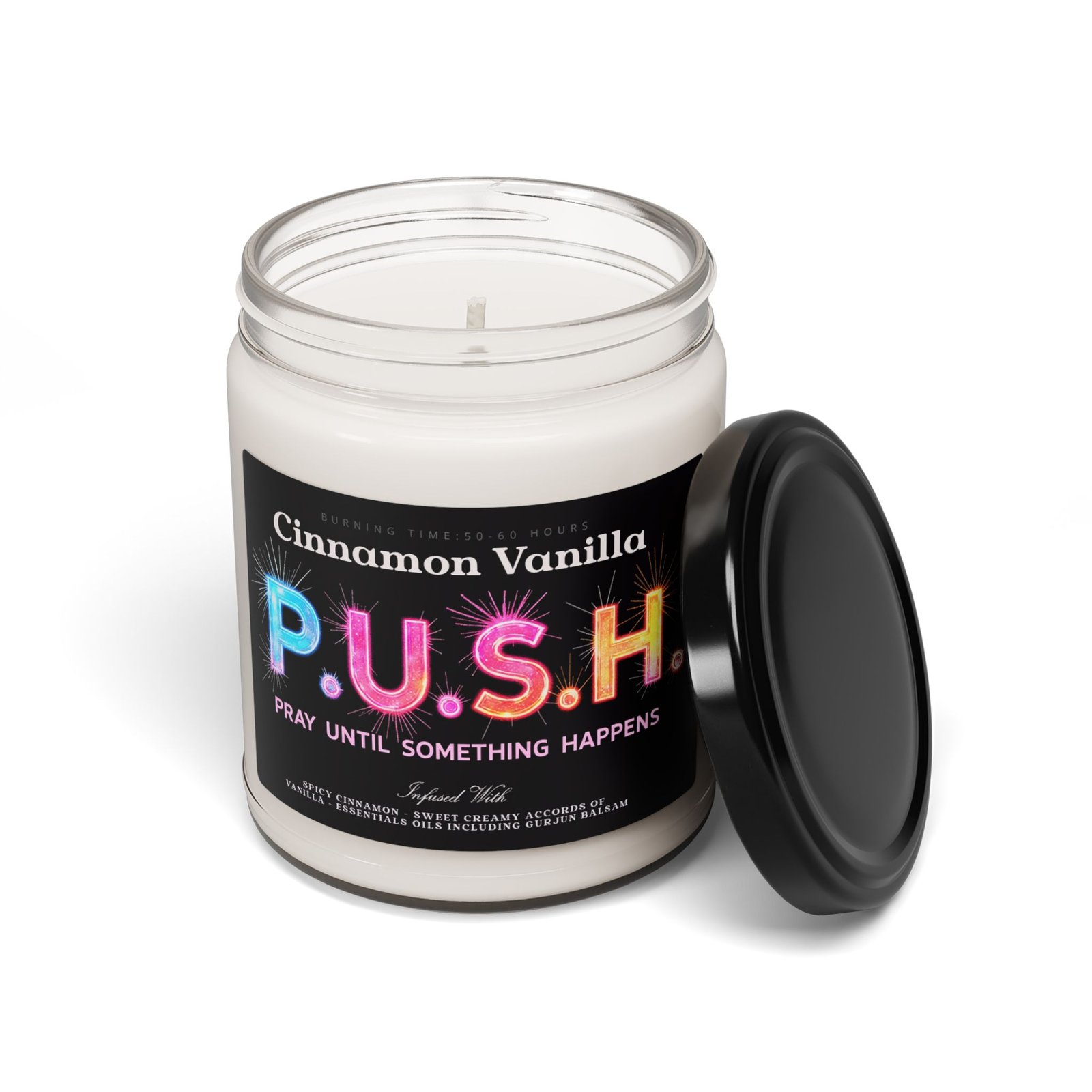 Cinnamon Vanilla Scented Soy Candle - P.U.S.H. - Relaxation, Mindfulness, Gift for Her, Home Decor, Self-Care - Image 2
