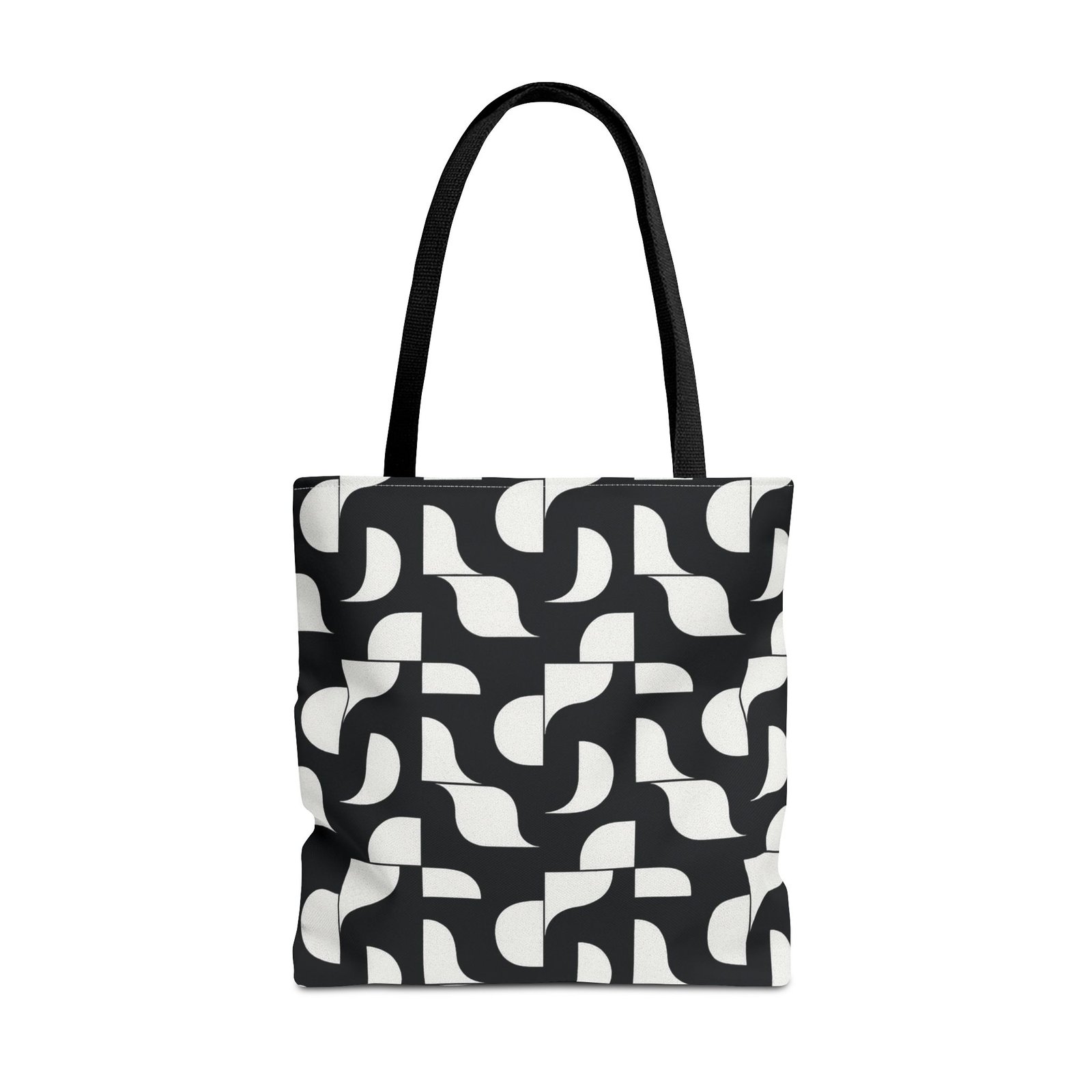 Monochrome Geometric Tote Bag, Black and White Patterned Shopping Bag, Stylish Shoulder Bag, Reusable Grocery Tote, Eco-Friendly Carryall, - Image 9