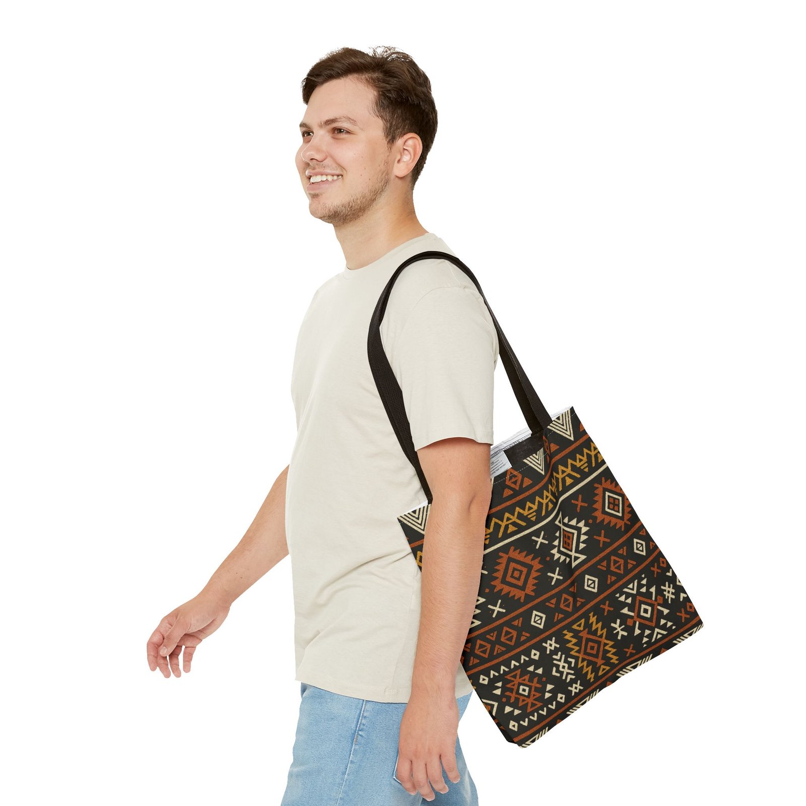 Southwestern Aztec Pattern Tote Bag | Tribal Geometric All-Over Print, Boho Chic Shoulder Bag, Ethnic Market Tote, Colorful Handbag, - Image 7