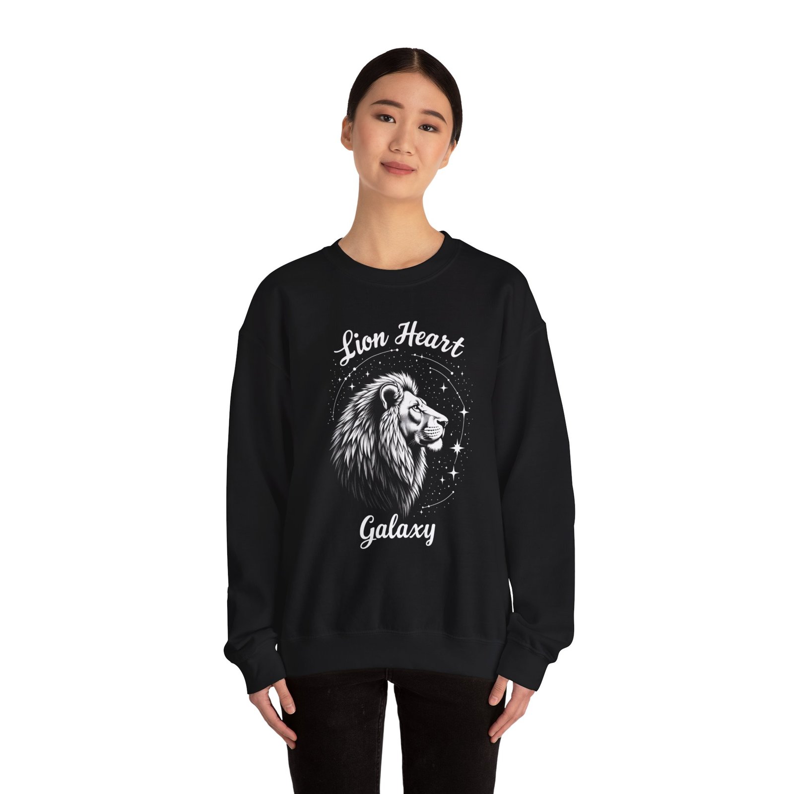 Lion Heart Galaxy Sweatshirt - Unisex Crewneck, Gift for Astrology Lovers, Cozy Fashion, Animal Print, Perfect for Fall - Image 4
