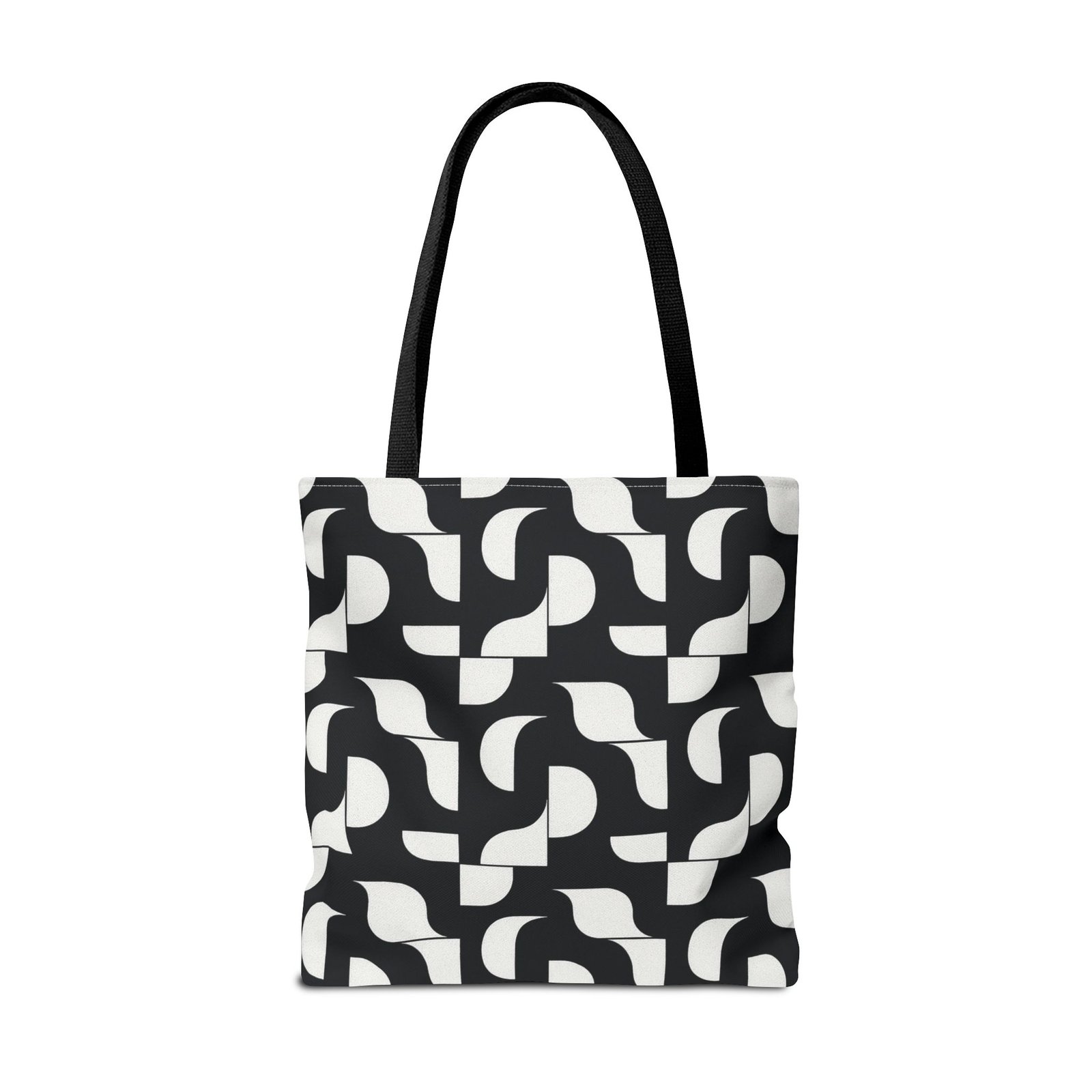 Monochrome Geometric Tote Bag, Black and White Patterned Shopping Bag, Stylish Shoulder Bag, Reusable Grocery Tote, Eco-Friendly Carryall, - Image 10