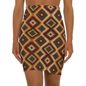 Southwestern Diamond Pattern Pencil Skirt | Aztec Geometric Print, Women's Skirt, Ladies Apparel, Trendy Fashion, Office Wear, Work Skirt