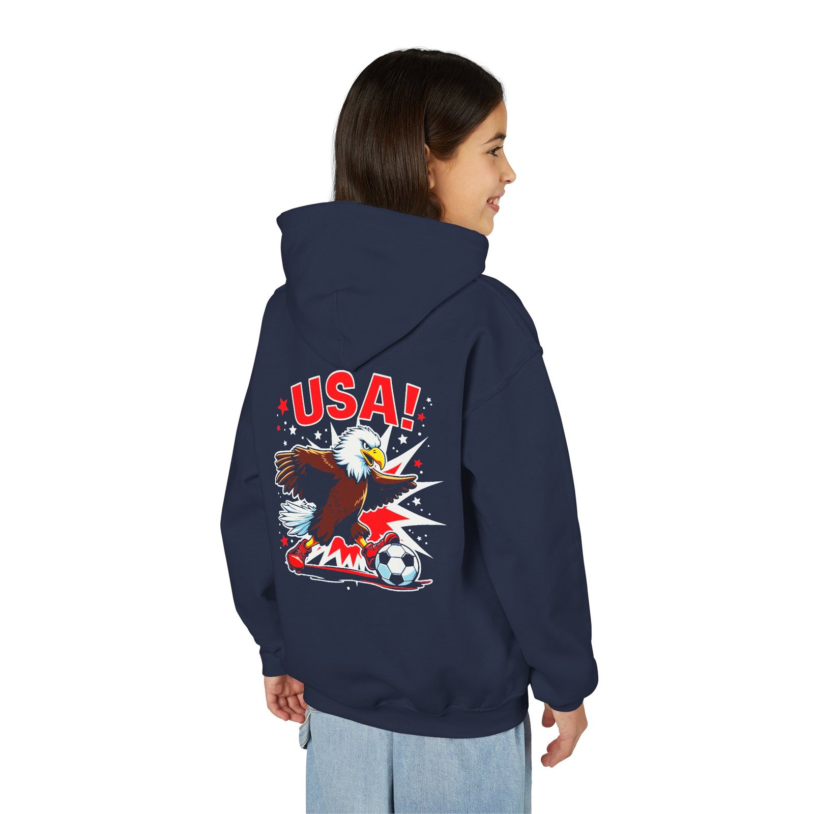 USA Eagle Soccer Hoodie | Youth Hooded Sweatshirt - Image 27