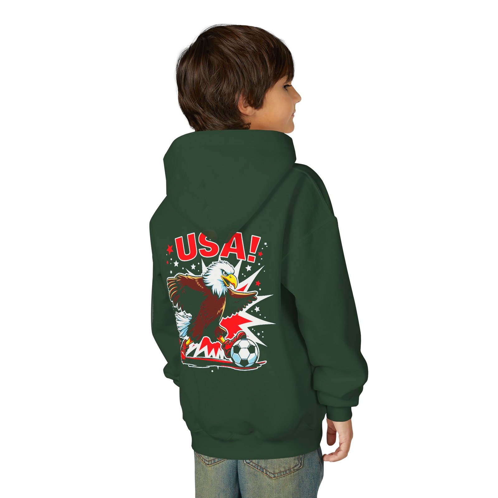 USA Eagle Soccer Hoodie | Youth Hooded Sweatshirt - Image 18