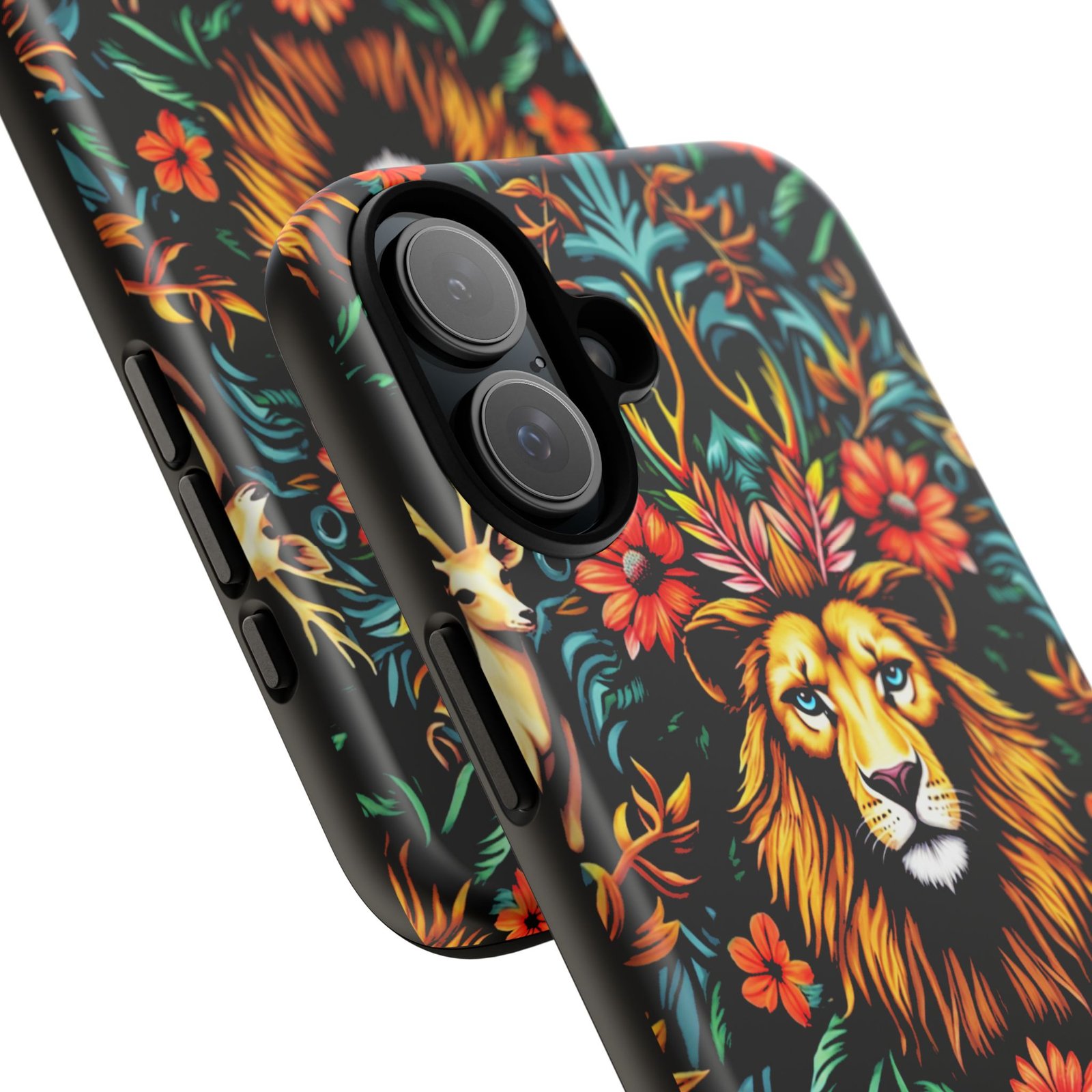 iPhone16 Vibrant Lion Phone Case, Tough Cases, Floral Design, Bohemian Style, Gift for Animal Lovers, Unique Phone Accessories - Image 14