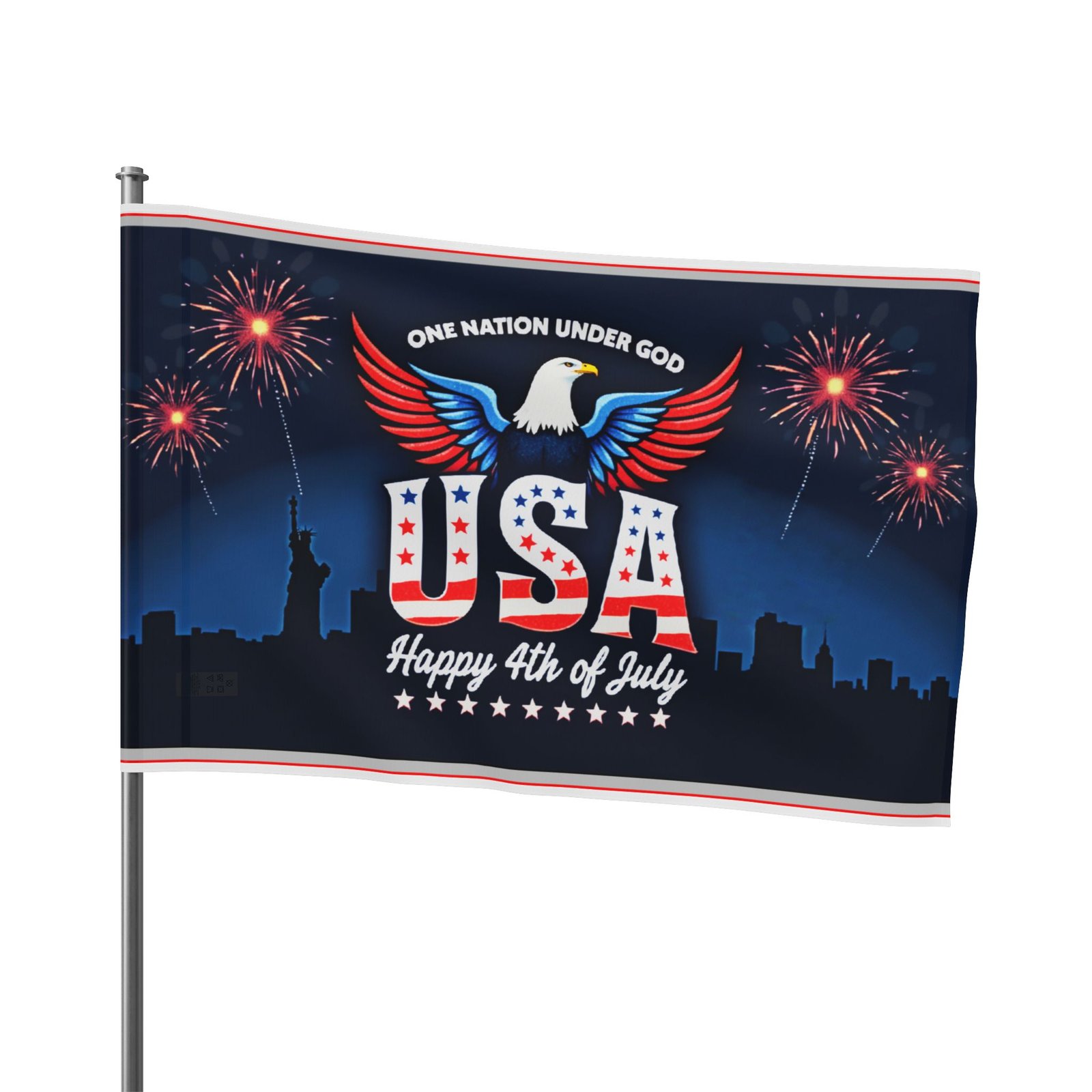 One Nation Under God, Happy 4th of July Flag - Image 3