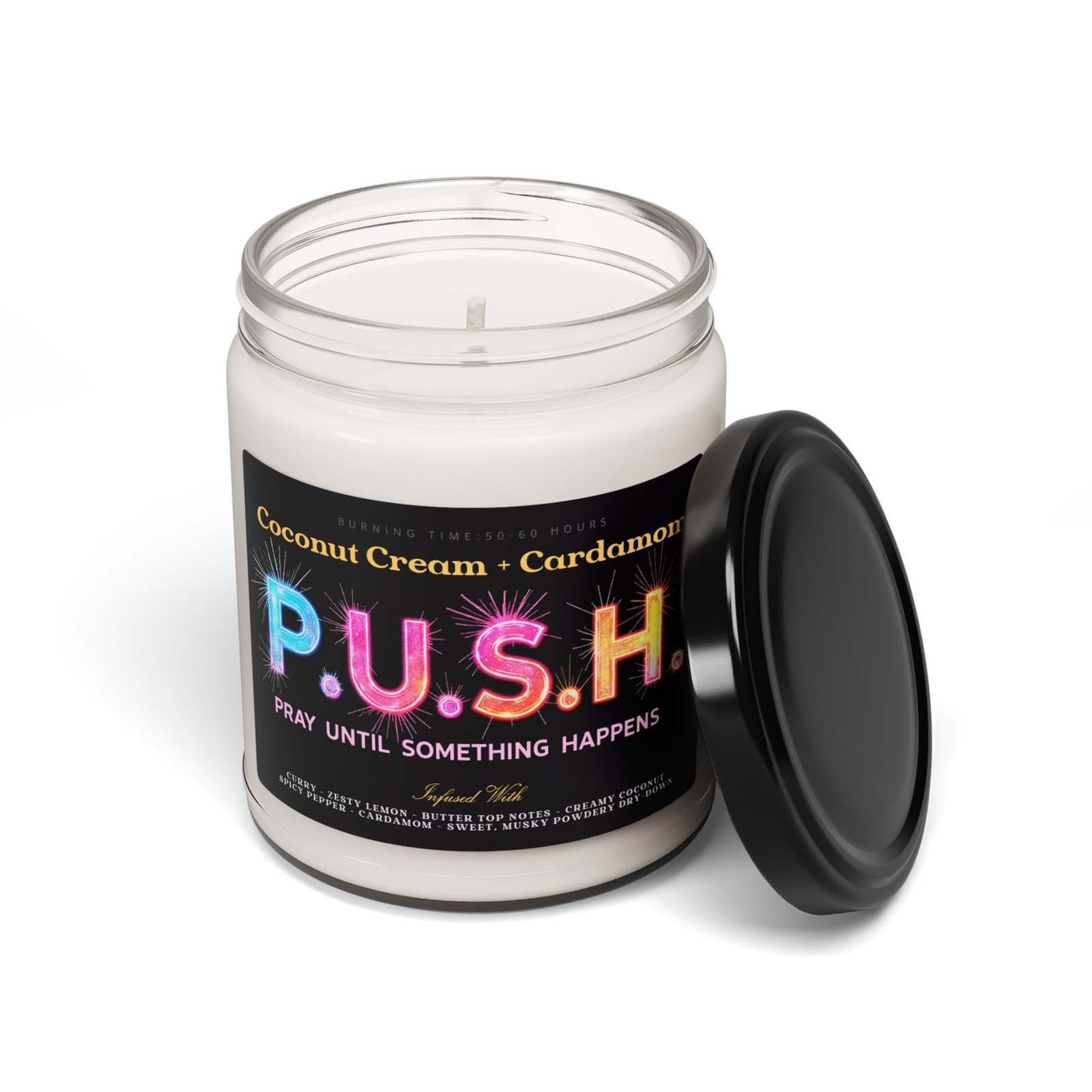 P.U.S.H. Coconut Cream + Cardamom Harmony Candle, Pray Until Something Happens - Image 2