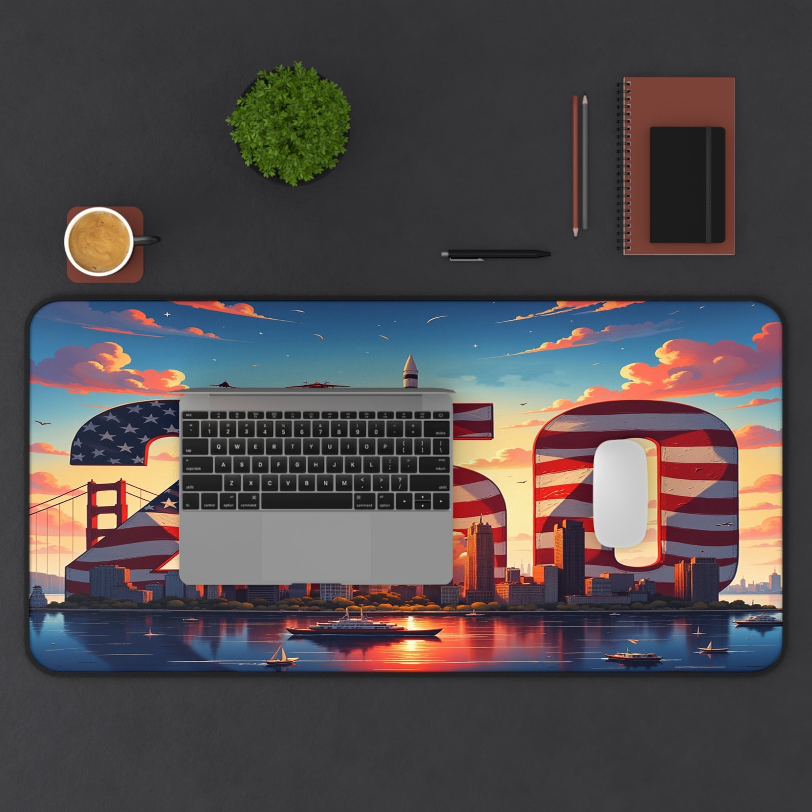 America 250 Skyline Desk Mat, USA Cityscape Mouse Pad, United States Office Decor, American Landmarks Desk Accessory, Patriotic Work From - Image 11