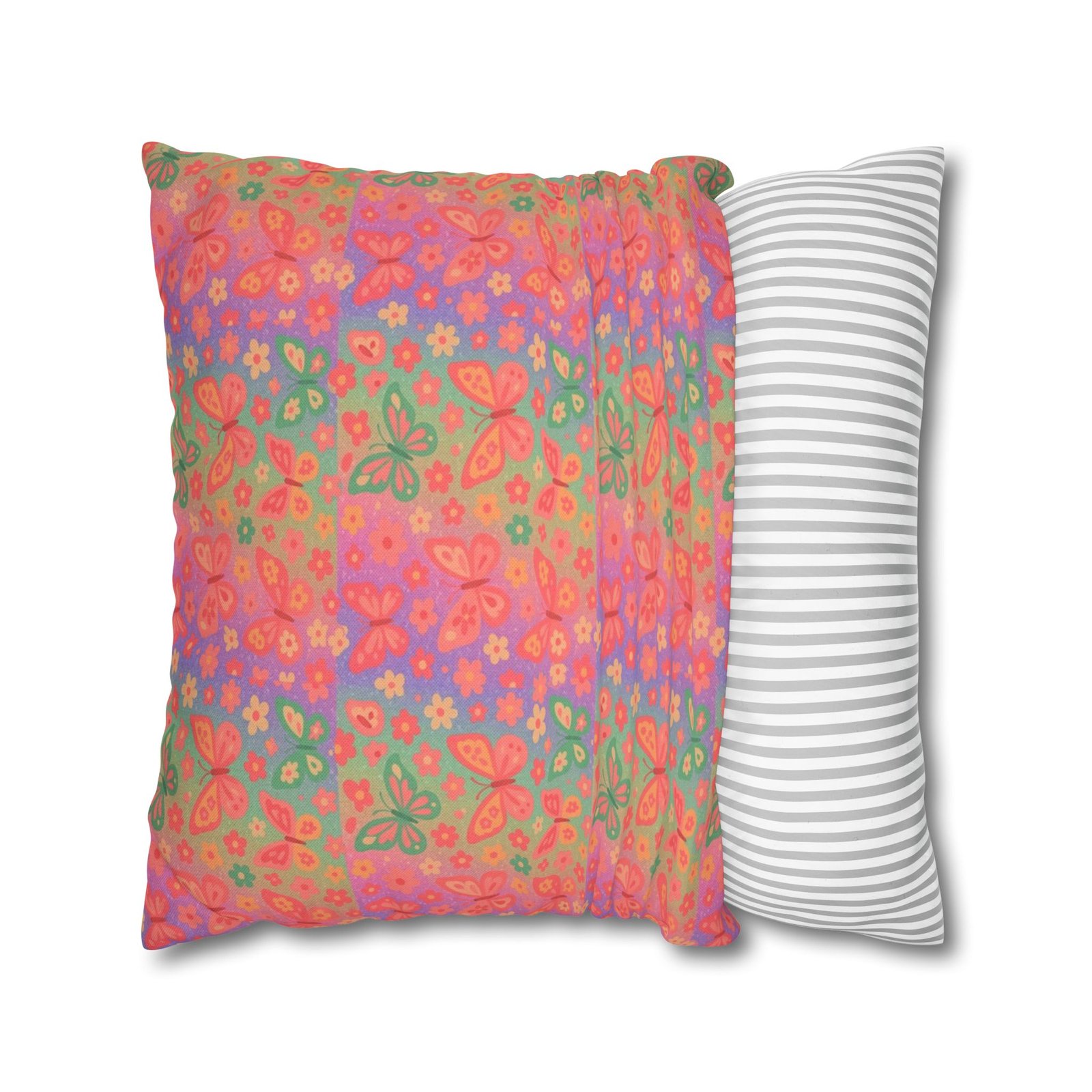 Watercolor Floral Pattern Spun Polyester Pillowcase | Square Decorative Pillow - Image 20