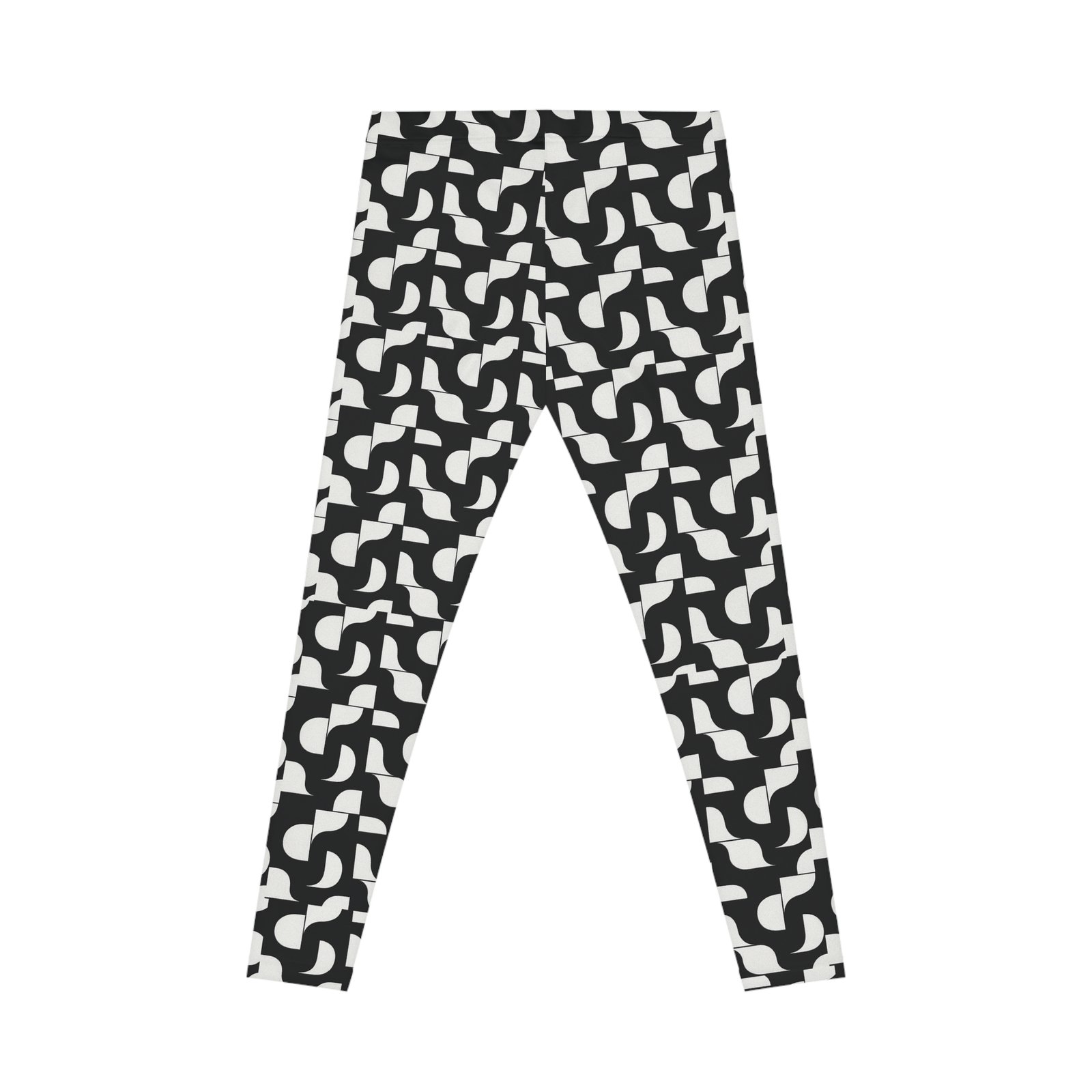 Black White Geometric Pattern Leggings | Abstract Tessellation Leggings - Image 3
