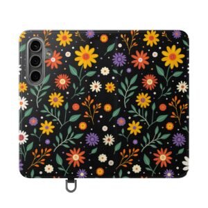 Samsung Galaxy S24, Floral Pattern Flip Cases - Stylish Phone Wallet, Flower Lover Gift, Functional Phone Accessories