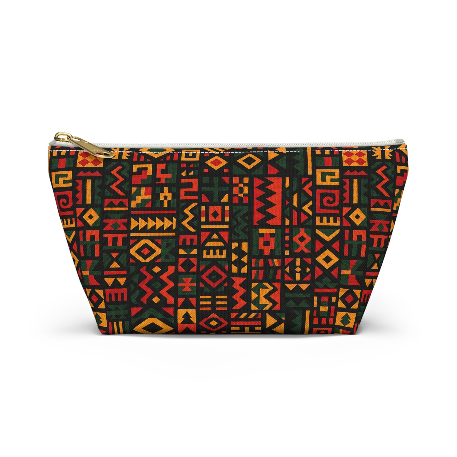 African Tribal Pattern Accessory Pouch | T-Bottom Zip Cosmetic Bag - Image 13