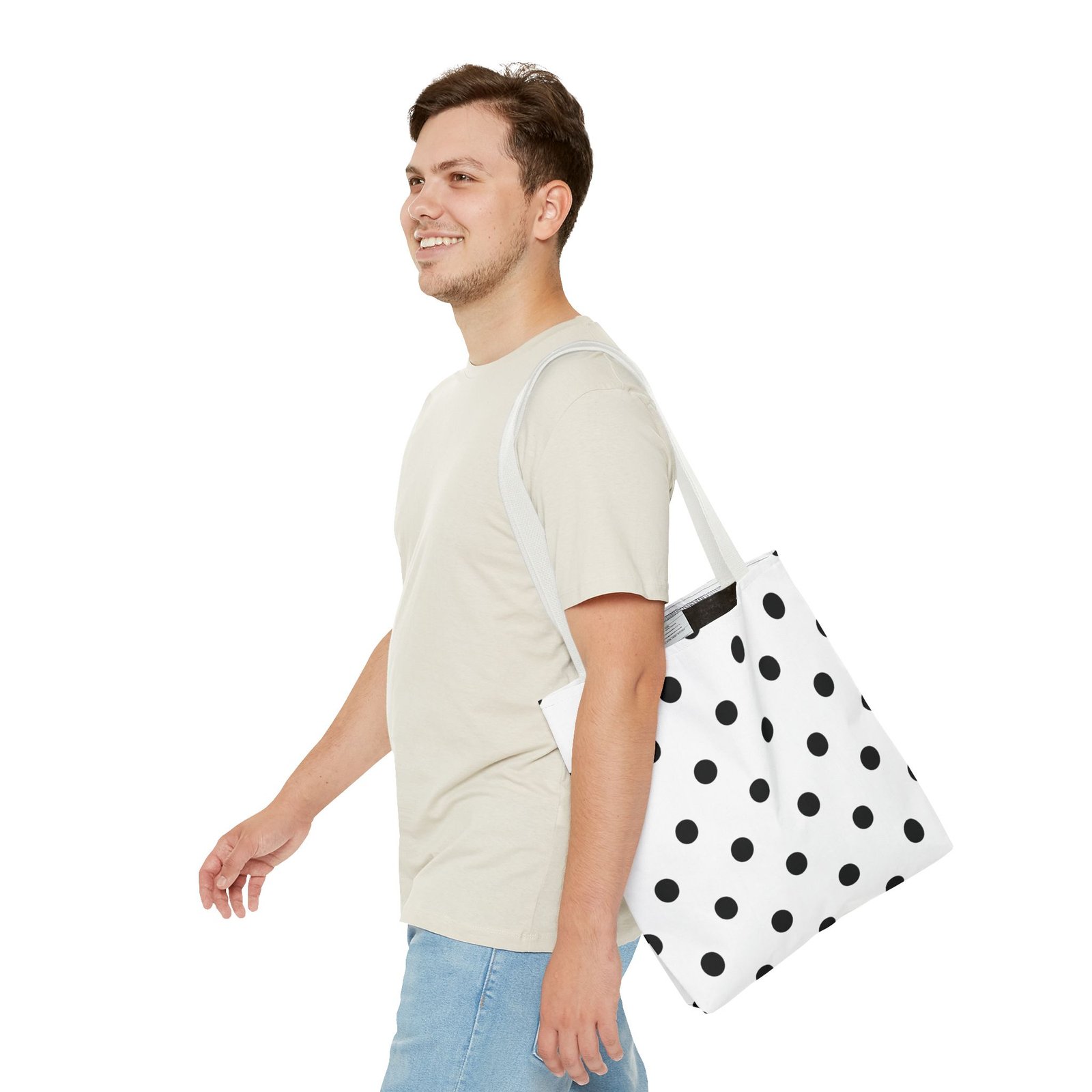 Black Polka Dot Tote Bag | All-Over Print - Image 19
