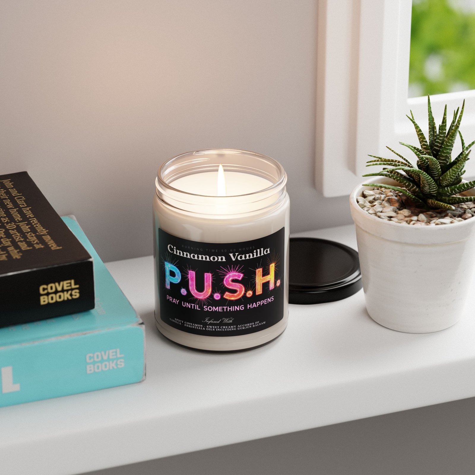 Cinnamon Vanilla Scented Soy Candle - P.U.S.H. - Relaxation, Mindfulness, Gift for Her, Home Decor, Self-Care - Image 4