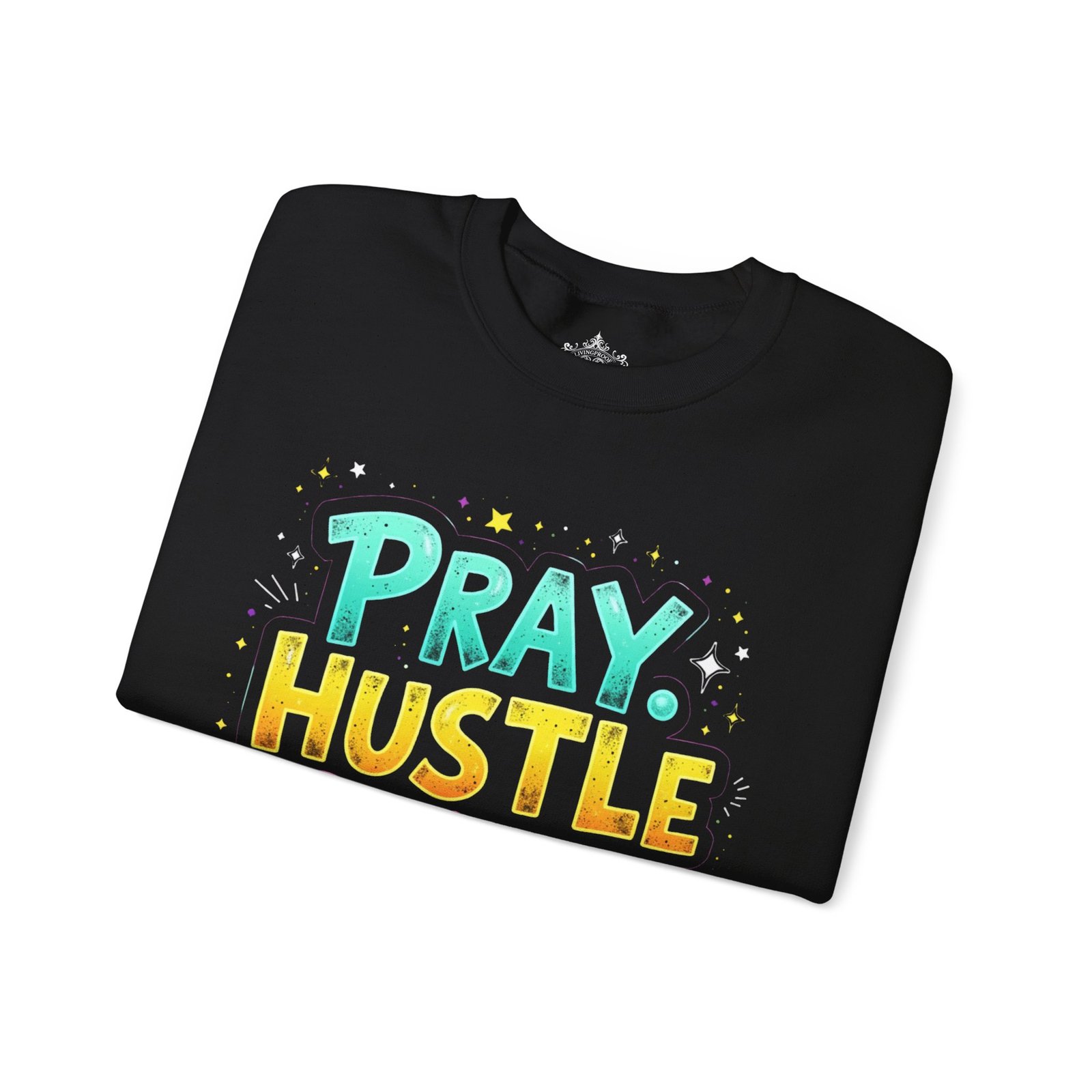 Pray Hustle Shine Crewneck Sweatshirt | Motivational Gift, Cozy Attire, Unisex Sweater, Spiritual Vibes, Everyday Wear - Image 3