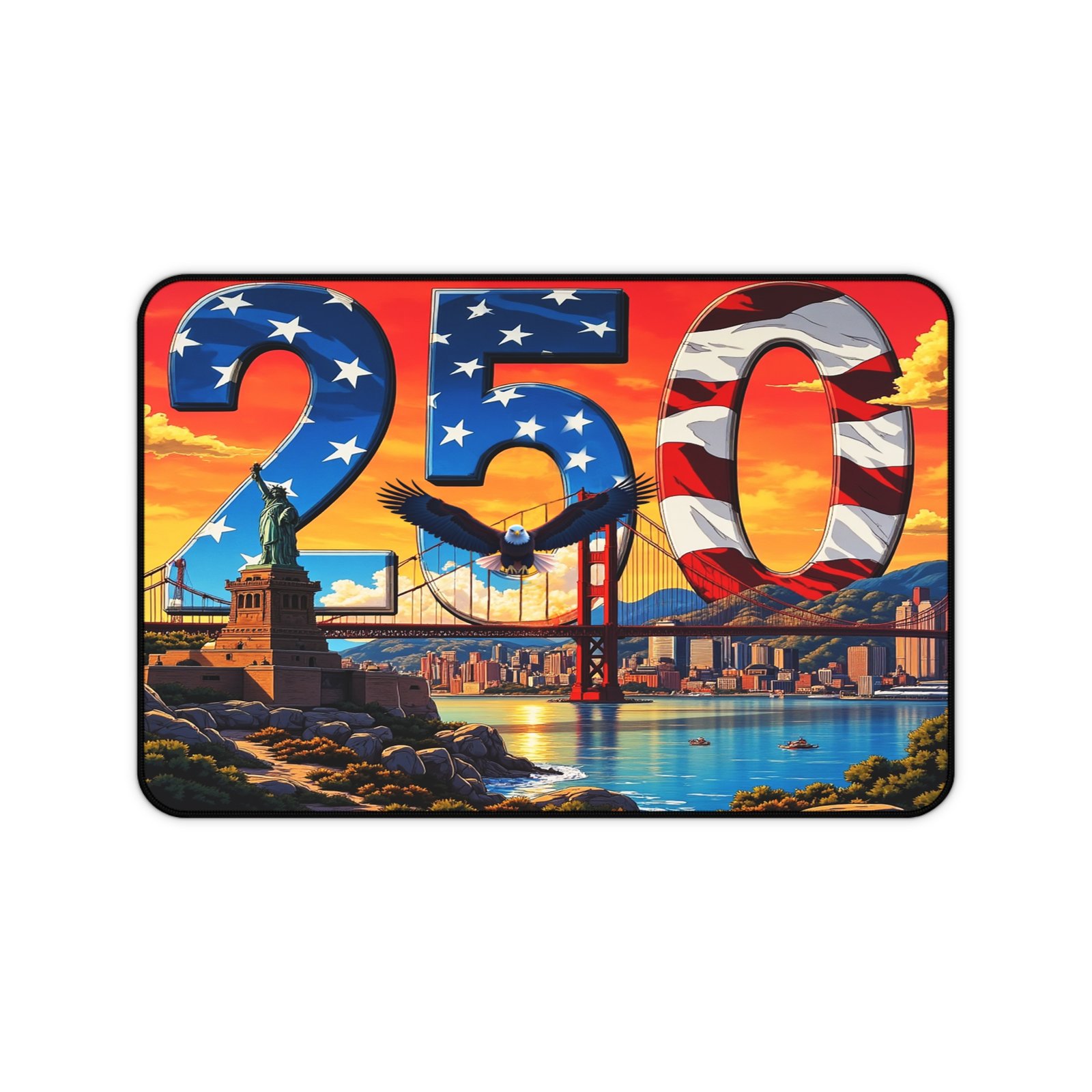 Patriotic Desk Mat, America 250 Mouse Pad, Independence Day Keyboard Pad, USA Flag Office Decor, Memorial Day Work Station Accessory - Image 2