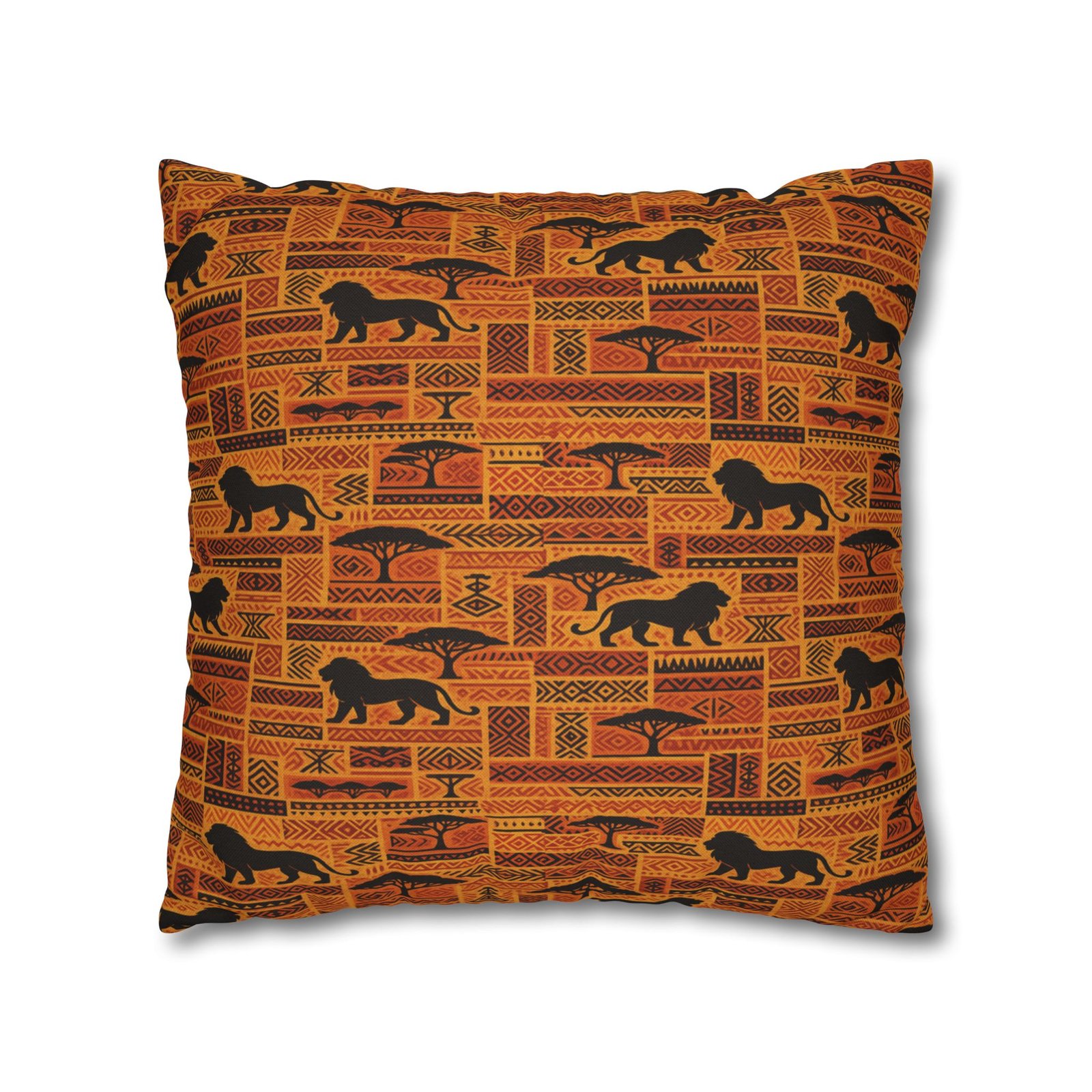 African Safari Pattern Pillowcase | Lion Silhouette Square Pillow - Image 15