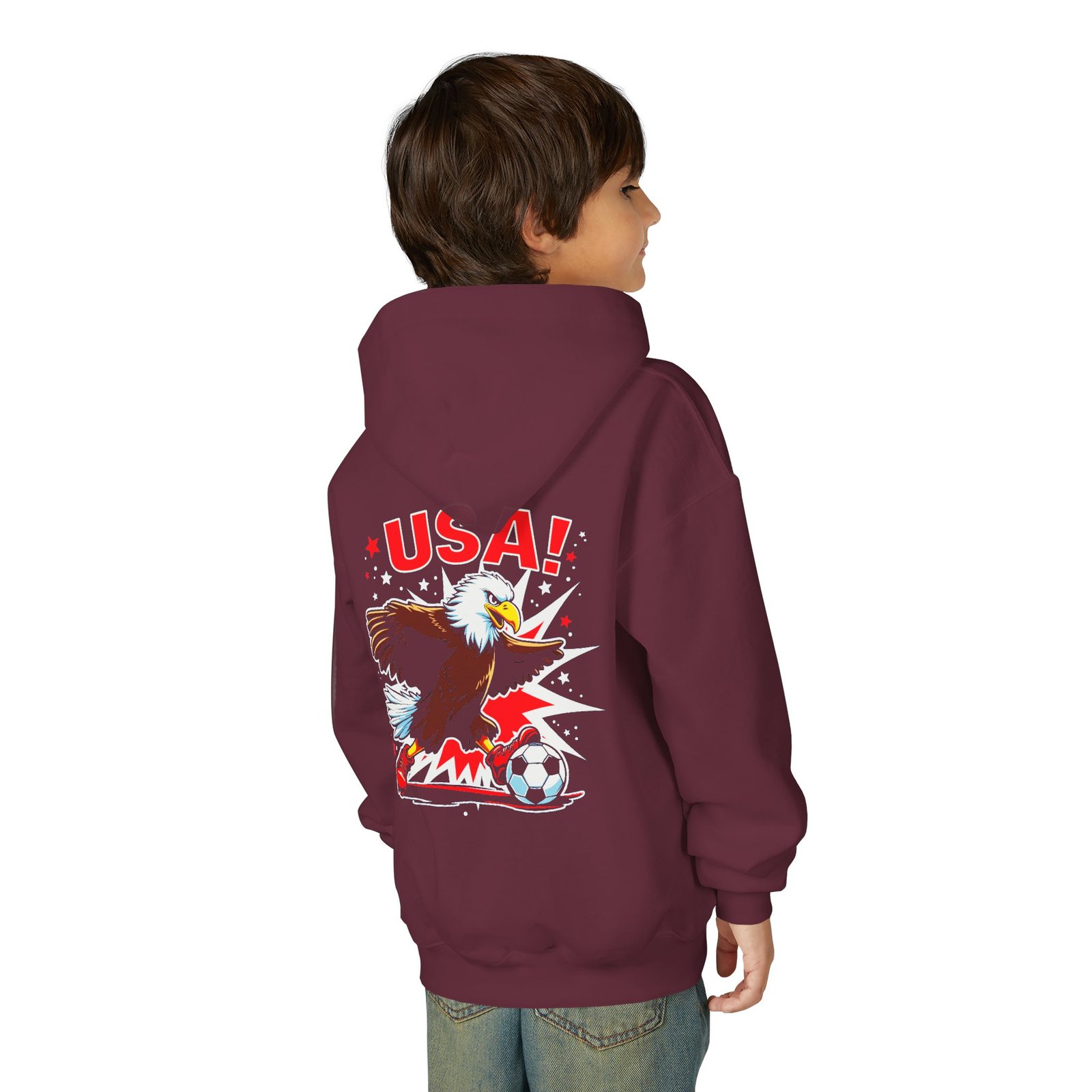 USA Eagle Soccer Hoodie | Youth Hooded Sweatshirt - Image 11