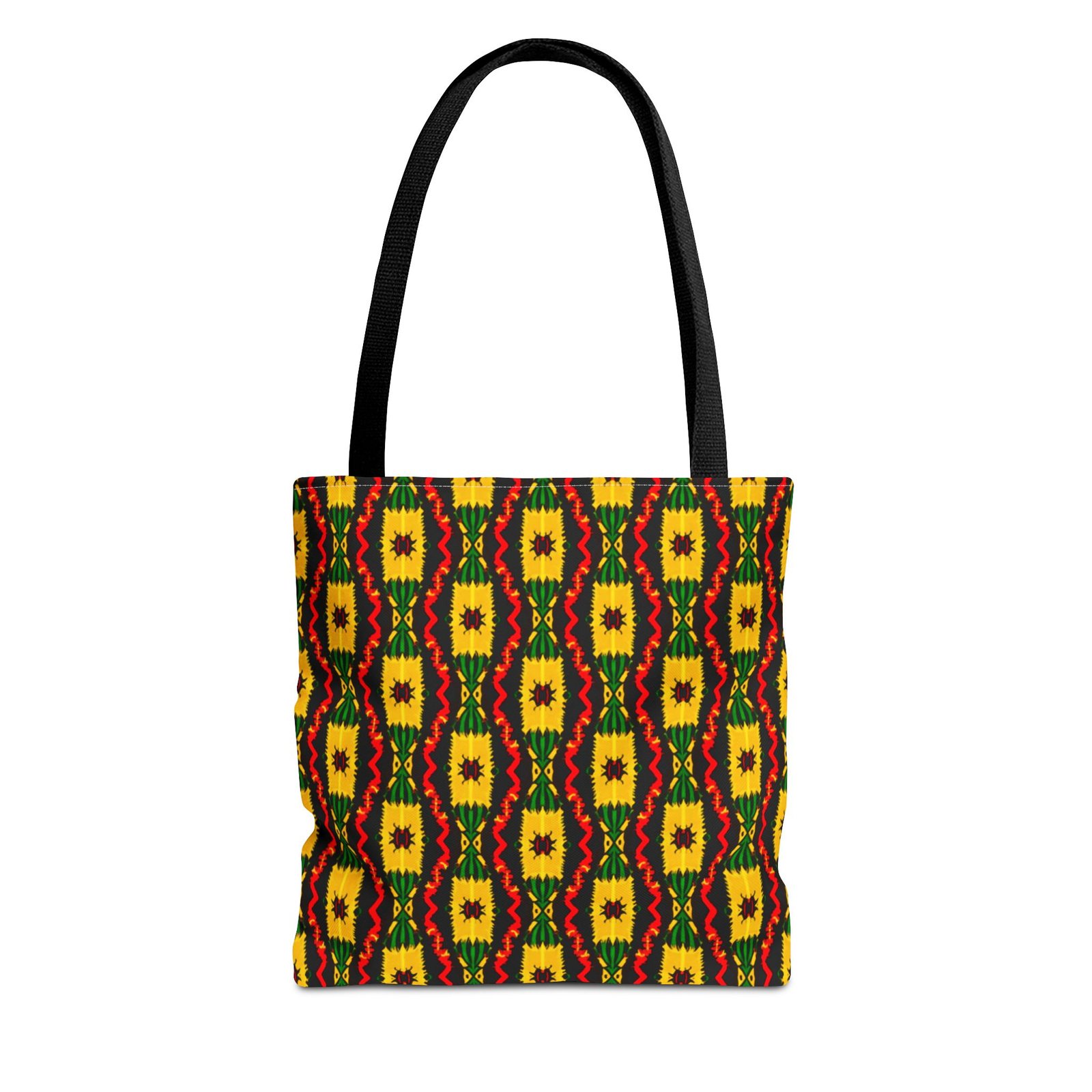 African Geometric Pattern Tote Bag | Yellow Red Green Print