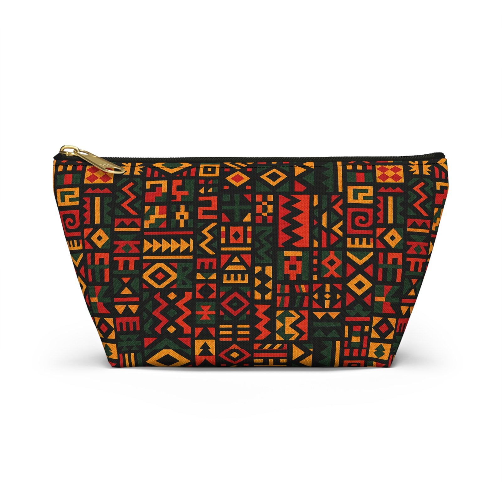 African Tribal Pattern Accessory Pouch | T-Bottom Zip Cosmetic Bag - Image 9