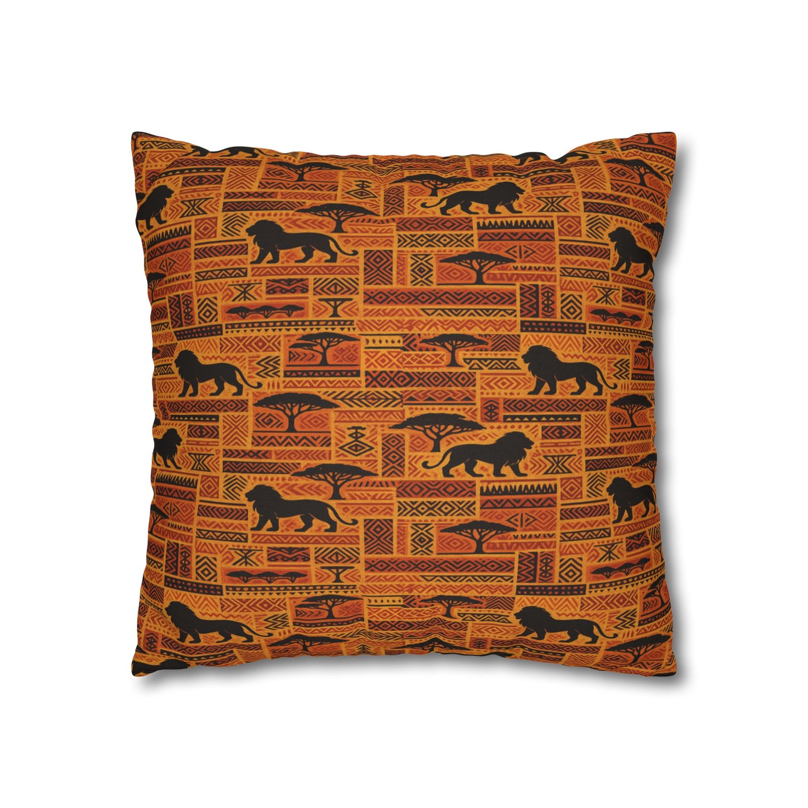 African Safari Pattern Pillowcase | Lion Silhouette Square Pillow - Image 9