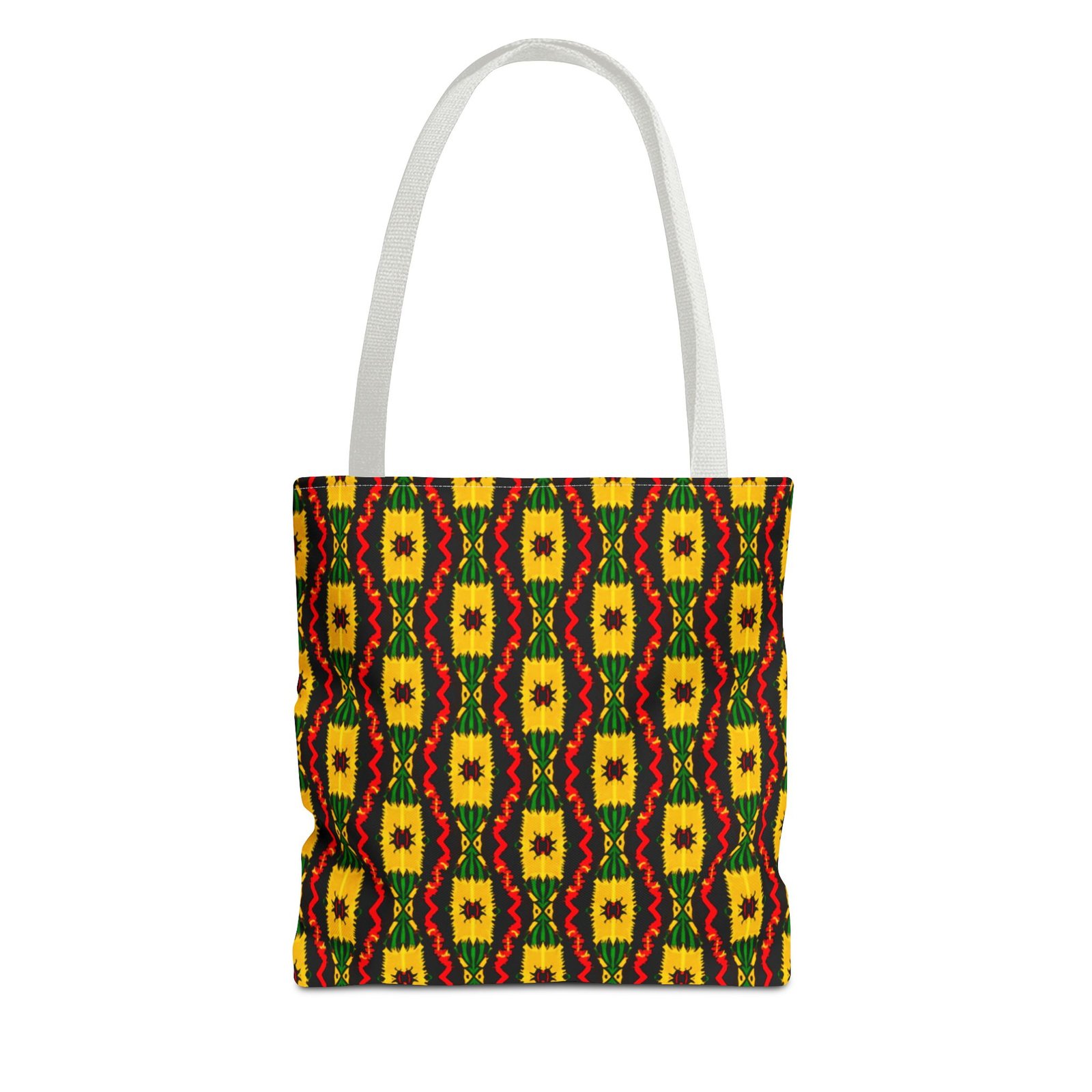 African Geometric Pattern Tote Bag | Yellow Red Green Print - Image 5