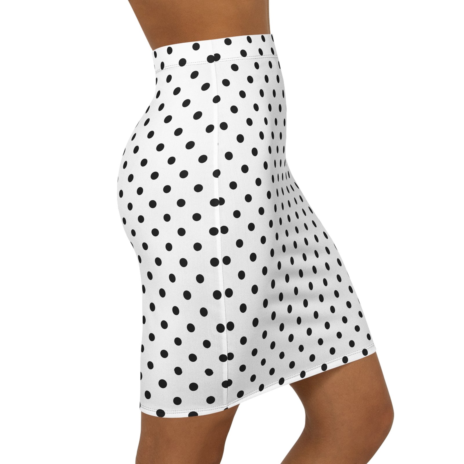 Black Polka Dot Pencil Skirt - Image 4