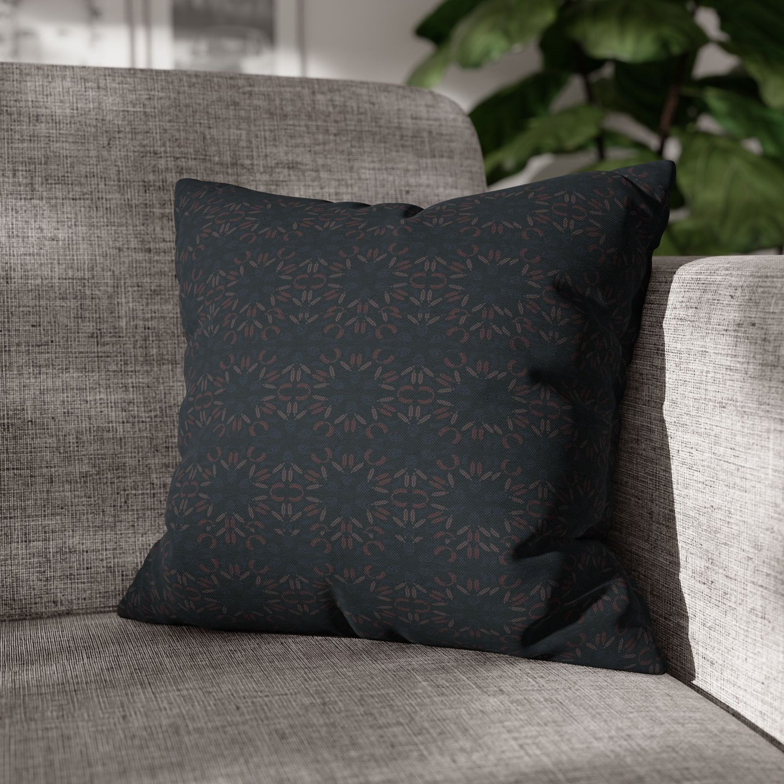 Dark Geometric Mosaic Pillowcase | Spun Polyester Square Pillowcase - Image 11