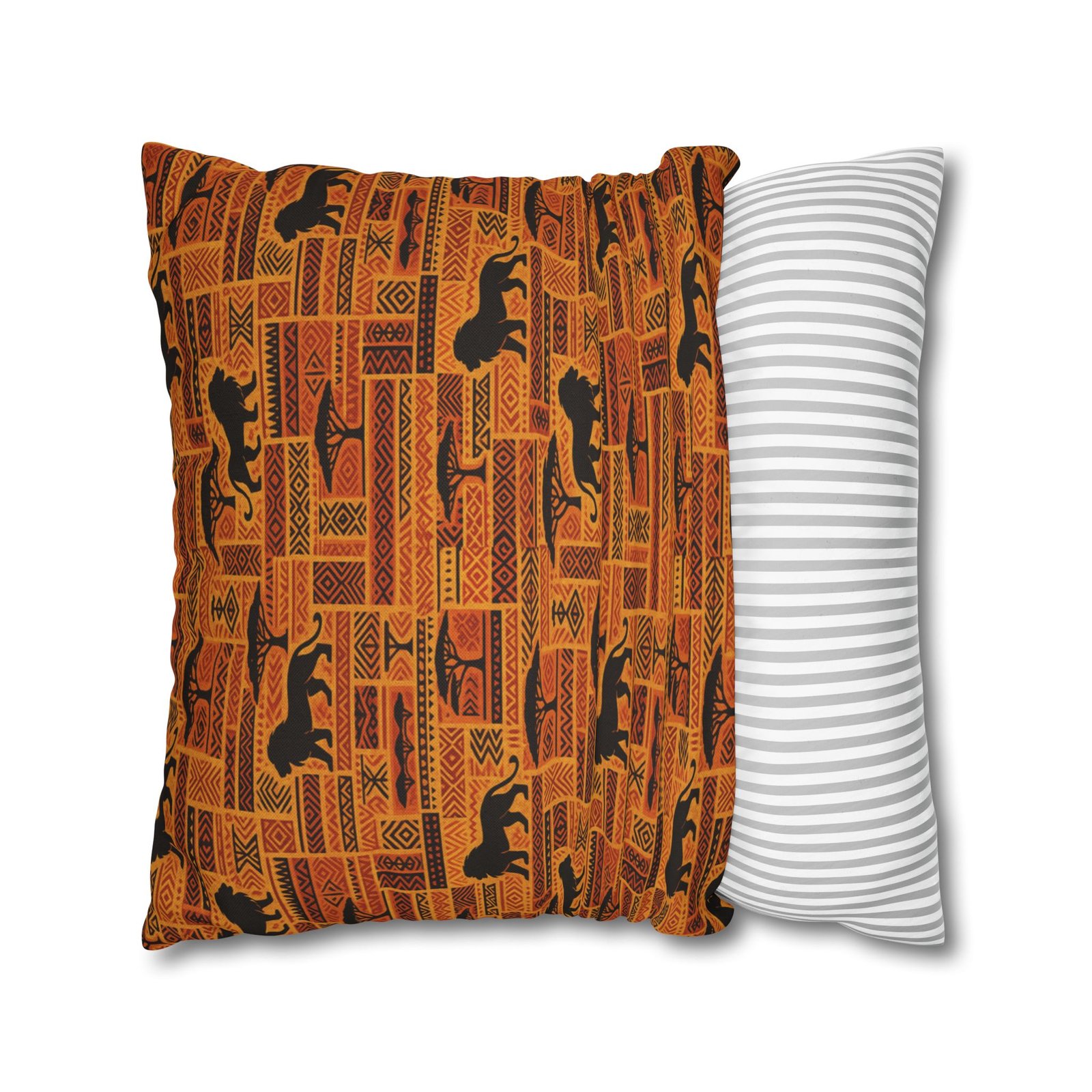 African Safari Pattern Pillowcase | Lion Silhouette Square Pillow - Image 22